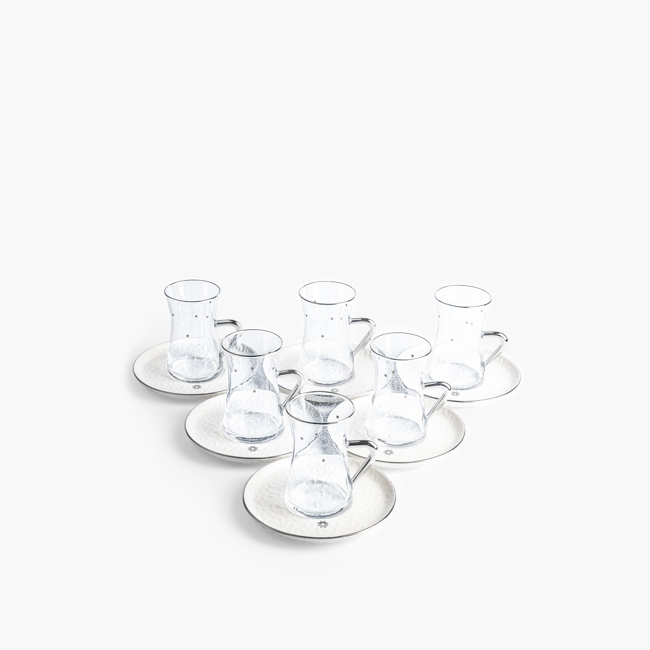 Otantik Crown 12-Piece Textured Porcelain Cup and Saucer Set-household-dining-teaandcoffee-teaandcoffeesets-image-2