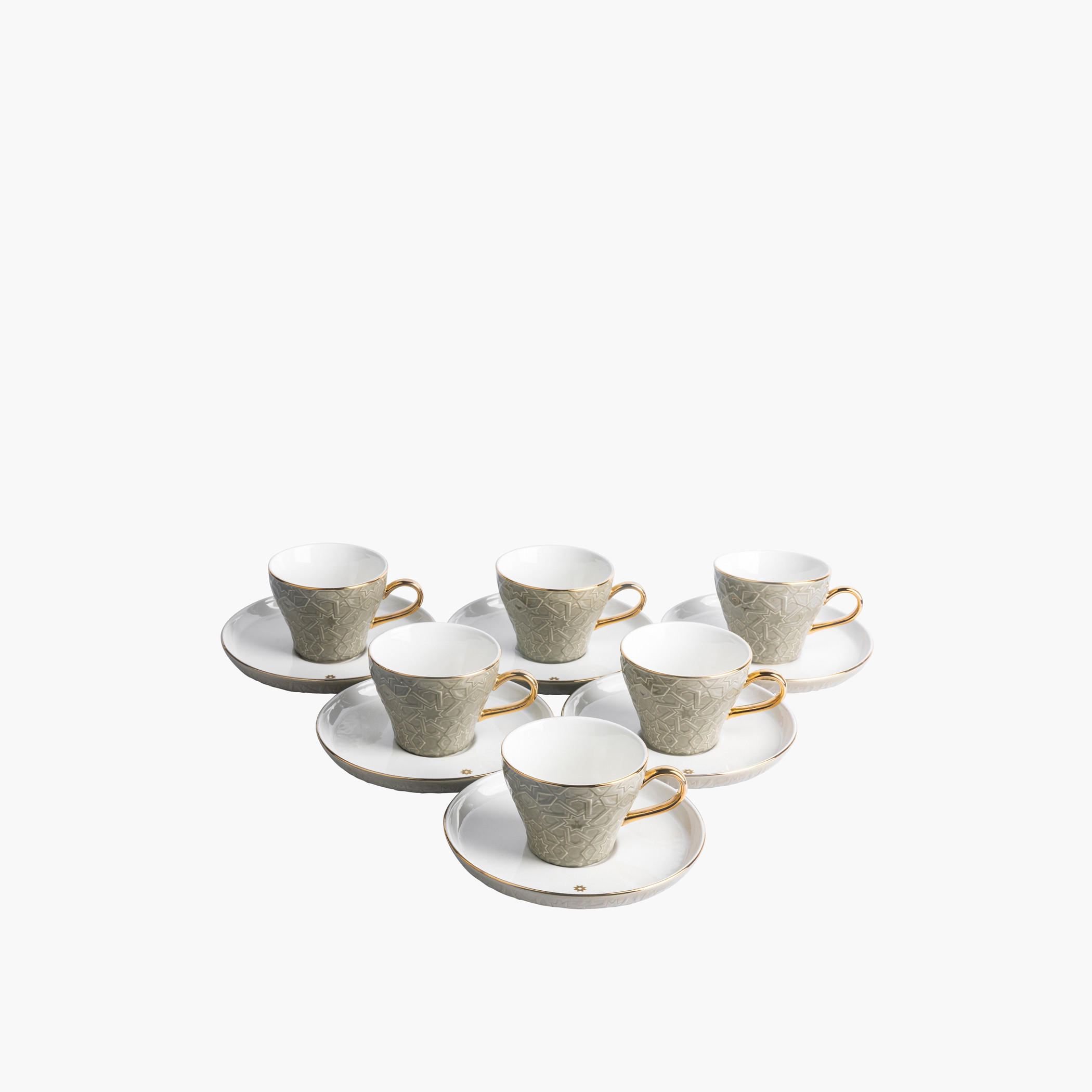 Otantik Crown Textured 12-Piece Porcelain Cup and Saucer Set-household-dining-teaandcoffee-teaandcoffeesets-image-2