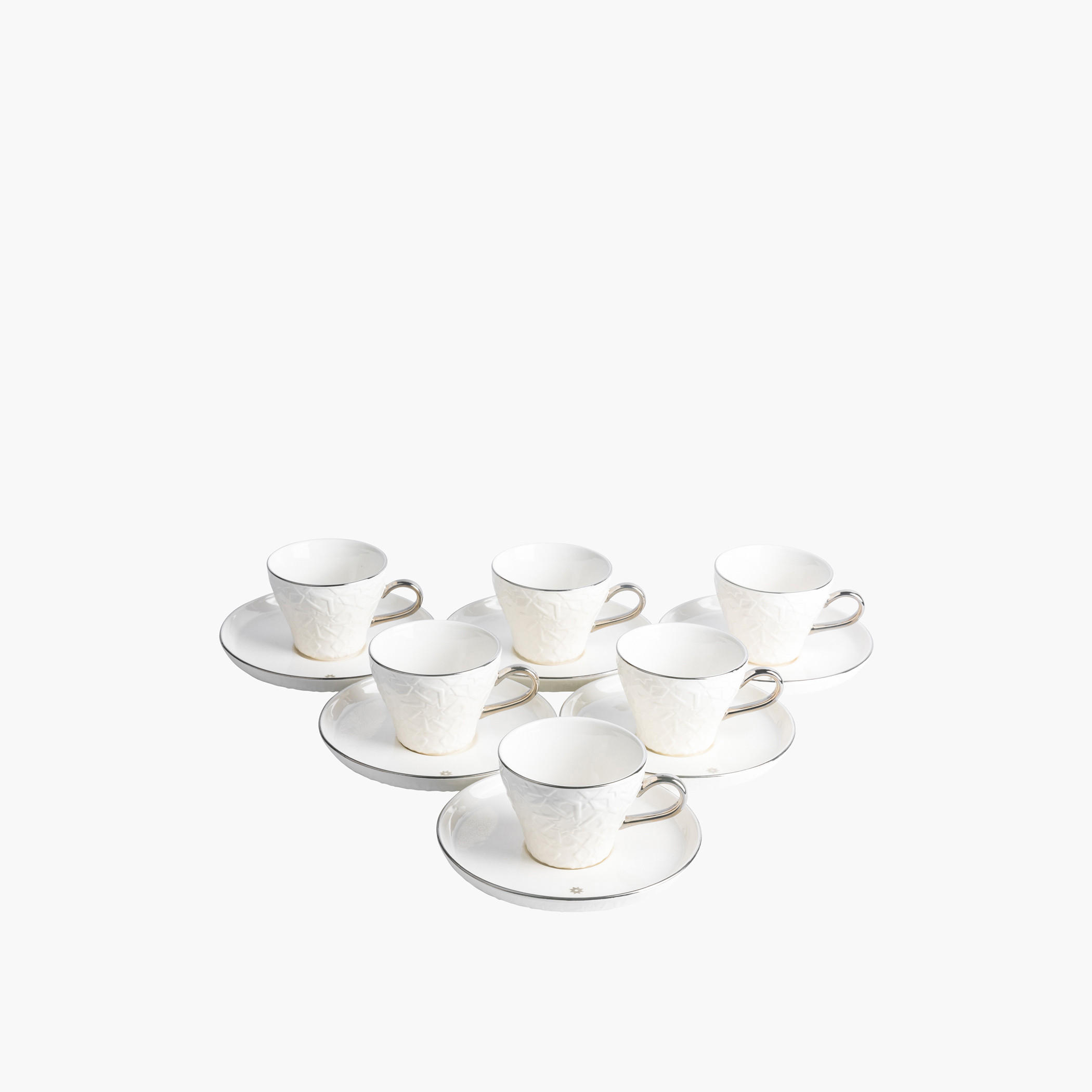 Otantik Crown Textured 12-Piece Porcelain Cup and Saucer Set-household-dining-teaandcoffee-teaandcoffeesets-image-2