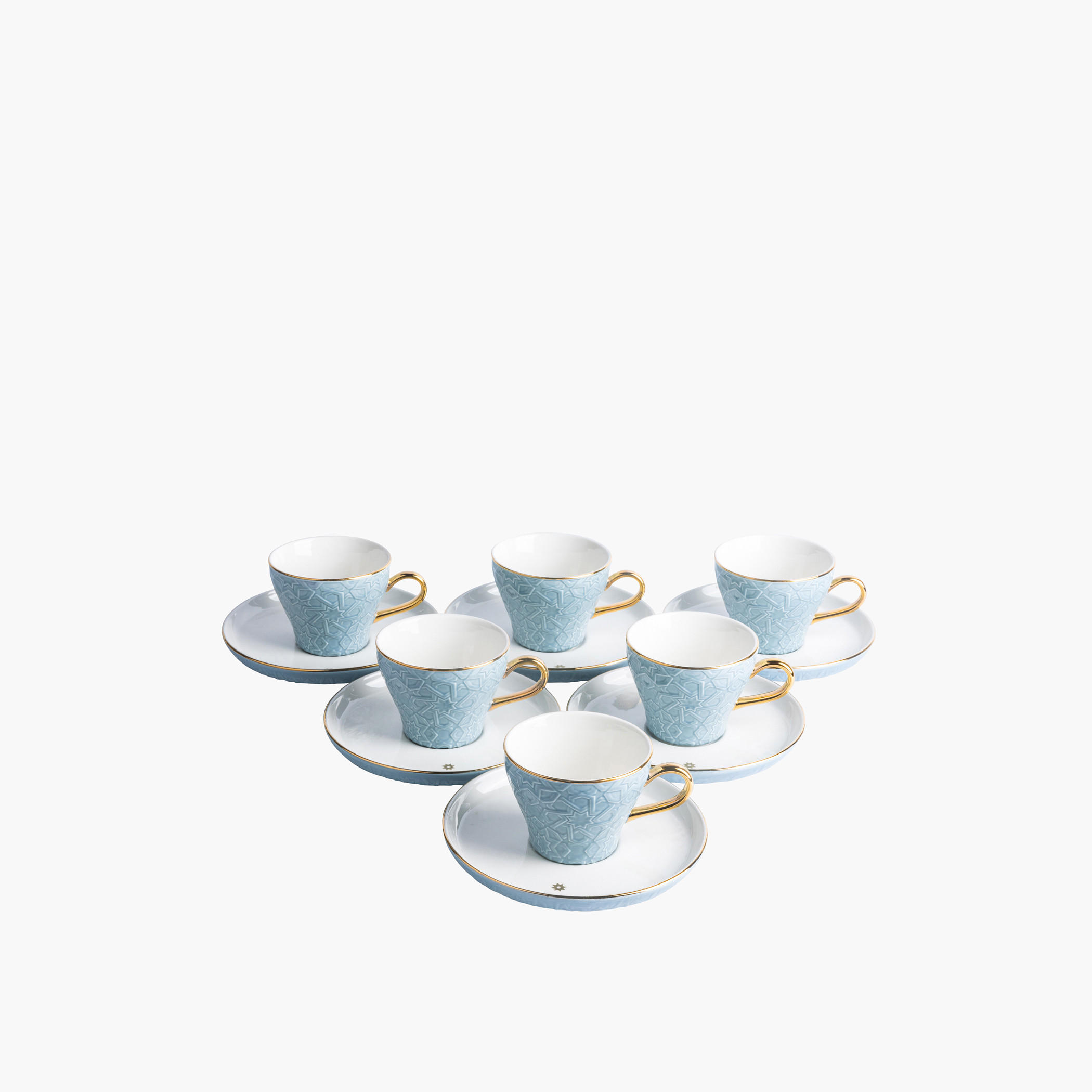 Otantik Crown Textured 12-Piece Porcelain Cup and Saucer Set-household-dining-teaandcoffee-teaandcoffeesets-image-2