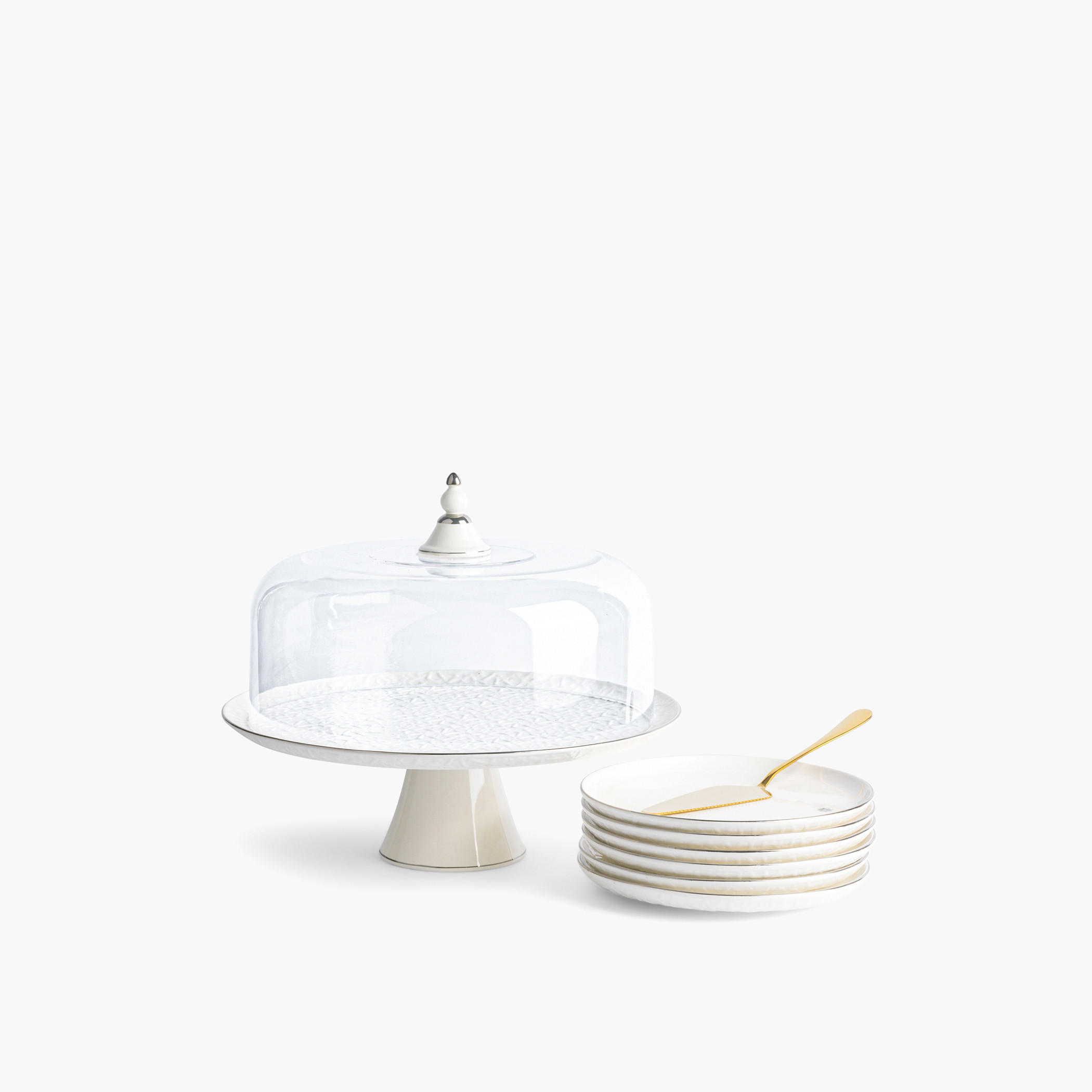 Otantik Crown Textured 8-Piece Porcelain Cake Set-household-dining-serveware-cakestands-image-2
