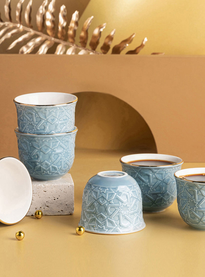 Otantik Crown 6-Piece Printed Kahwa Cup Set-household-dining-teaandcoffee-teaandcoffeesets-image-1