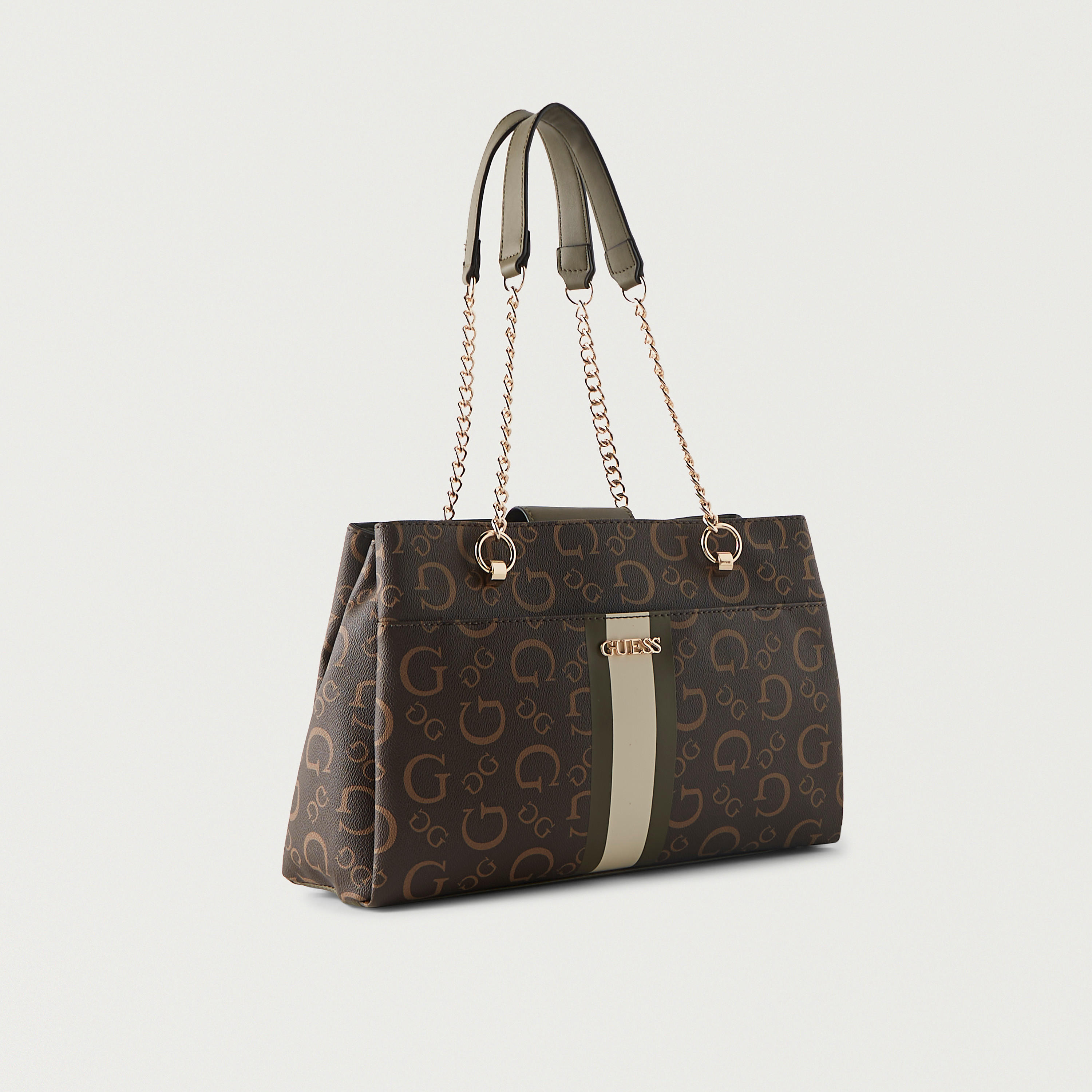 Guess Logo Print Shoulder Bag with Chain Double Handle-women-bagsandwallets-handbags-image-3