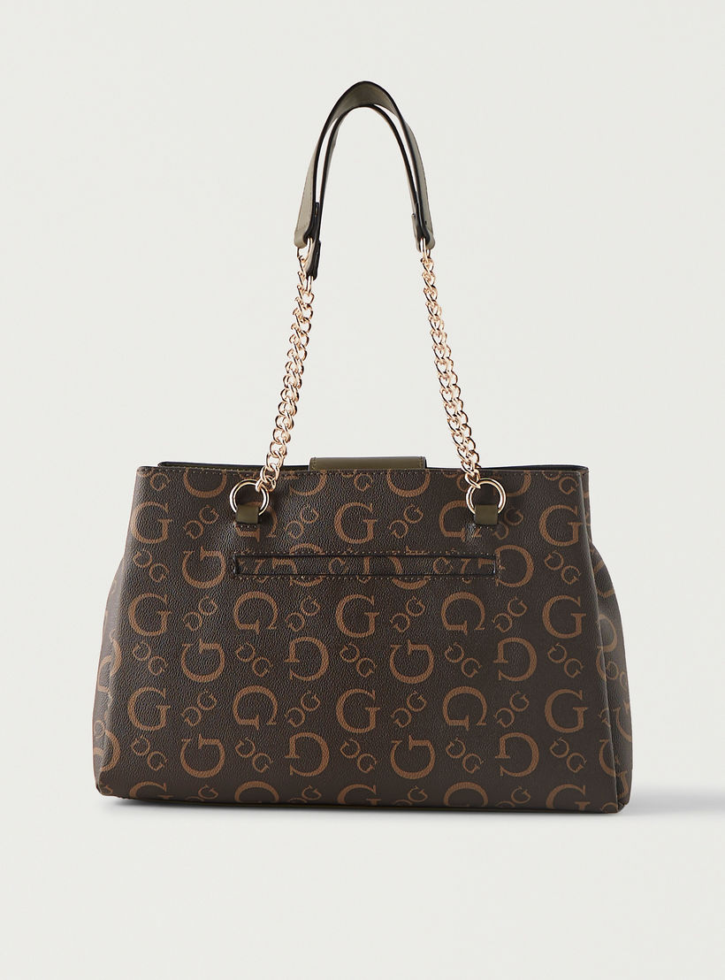 Guess Logo Print Shoulder Bag with Chain Double Handle-women-bagsandwallets-handbags-image-5
