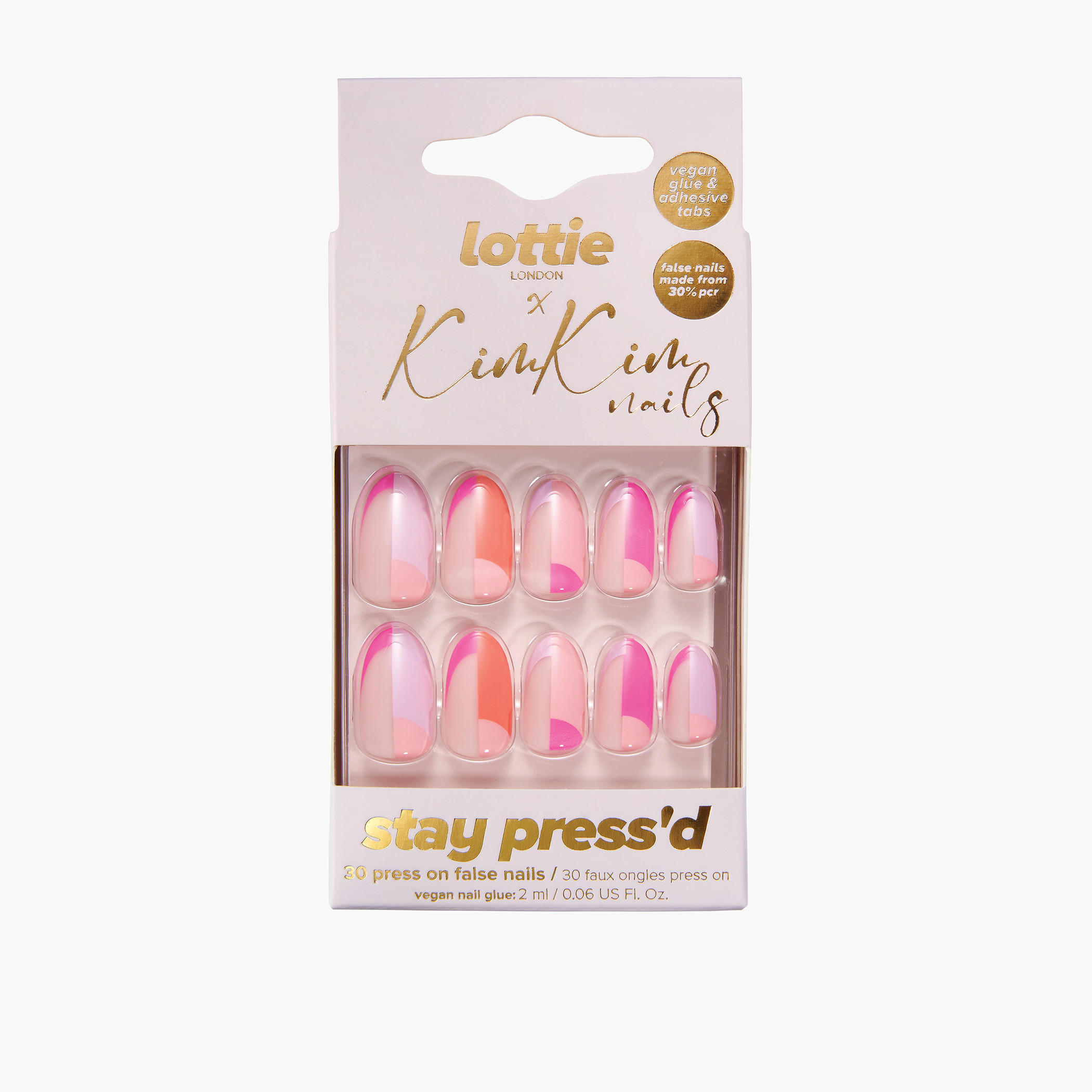 Lottie London 30-Piece Stay Press'd Kim Kim Press-On Nail Set with Glue-beautyandpersonalcare-makeup-nails-artificialnails-image-1