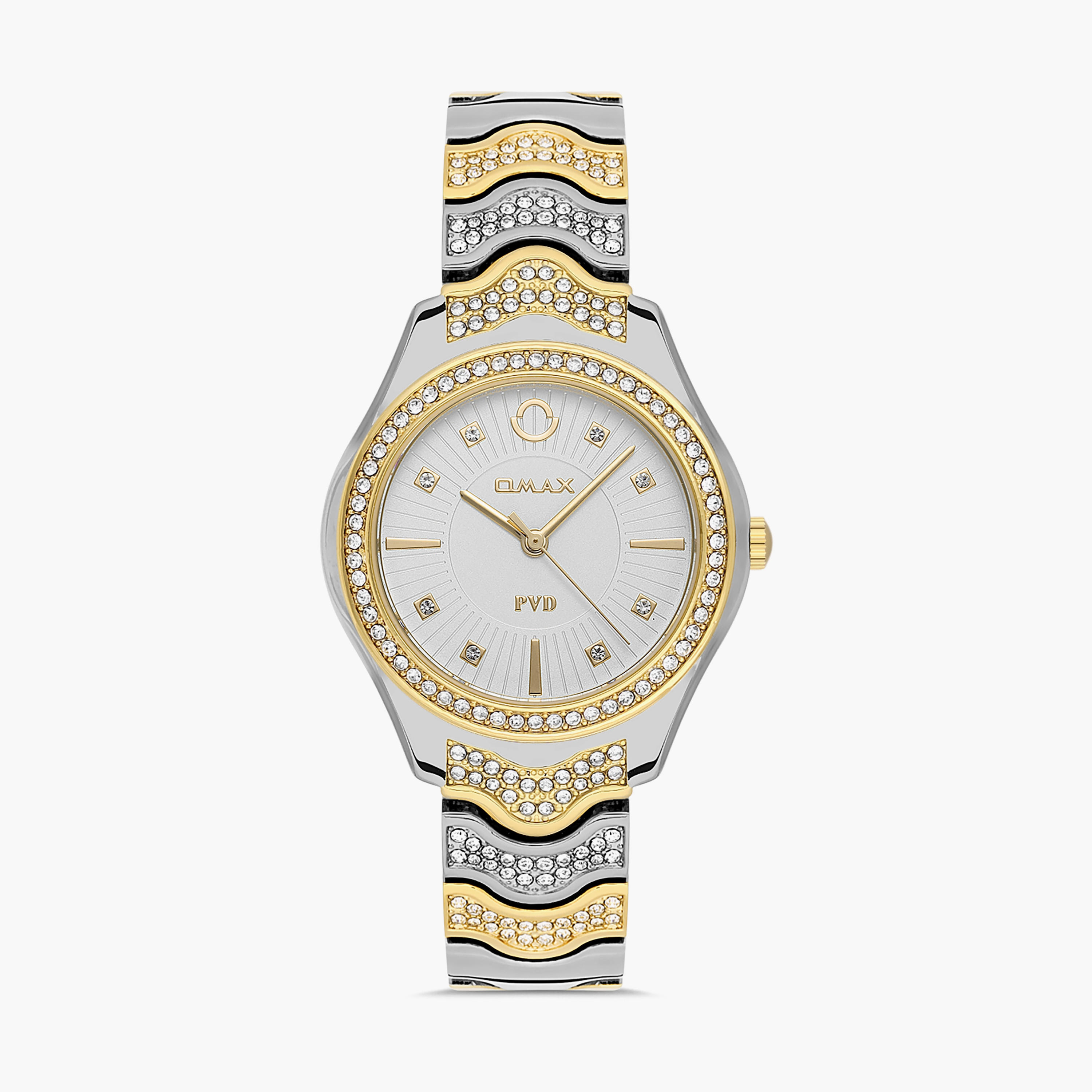 ساعة اوماكس للنساء بلون فضي وذهبي مع انالوج بسوار ستانلس ستيل | 00JSS024N008-women-watchesandjewellery-watches-image-1