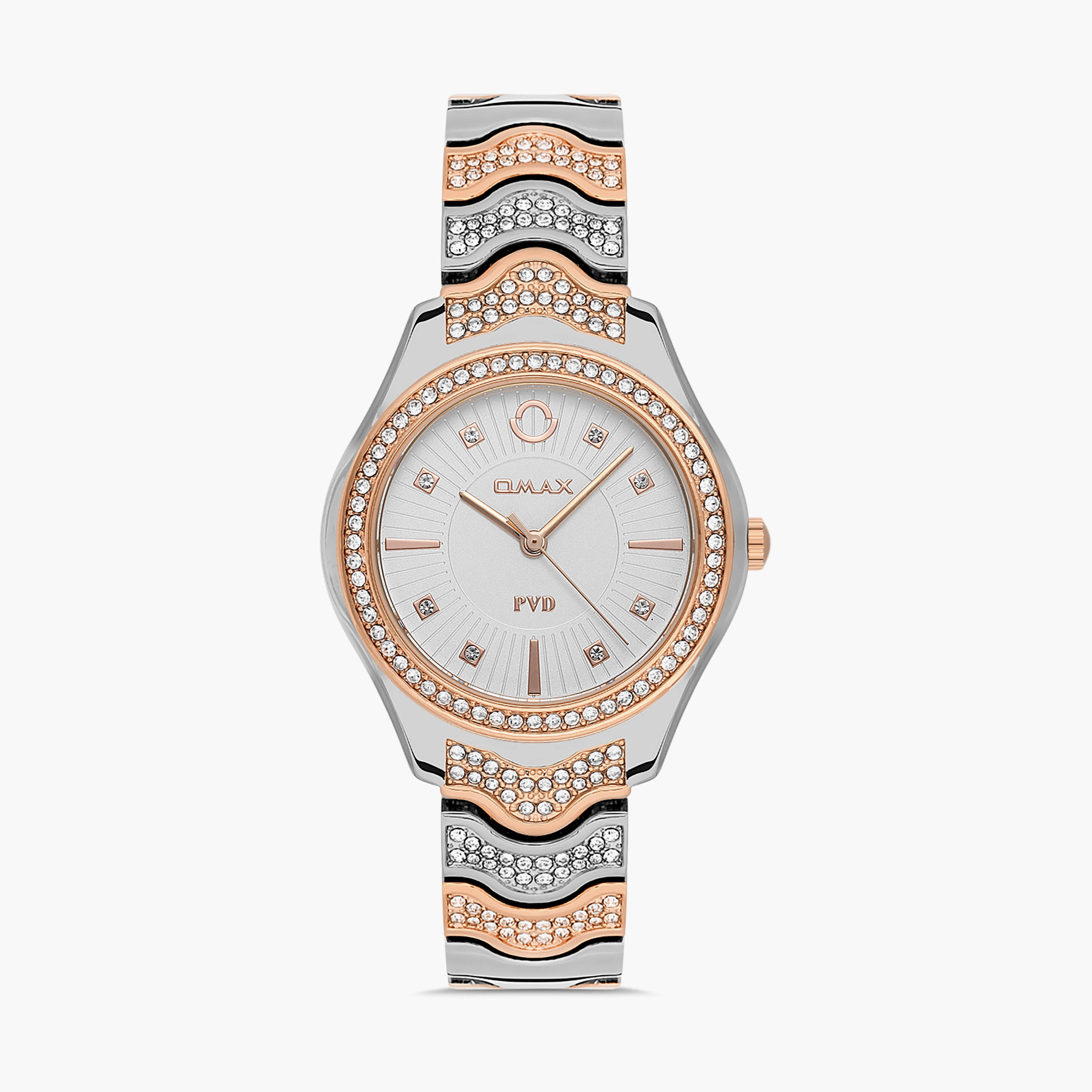 Omax Women's Silver & Gold Analog Stainless Steel Strap Watch | 00JSS024N018 | 36 MM-women-watchesandjewellery-watches-image-1