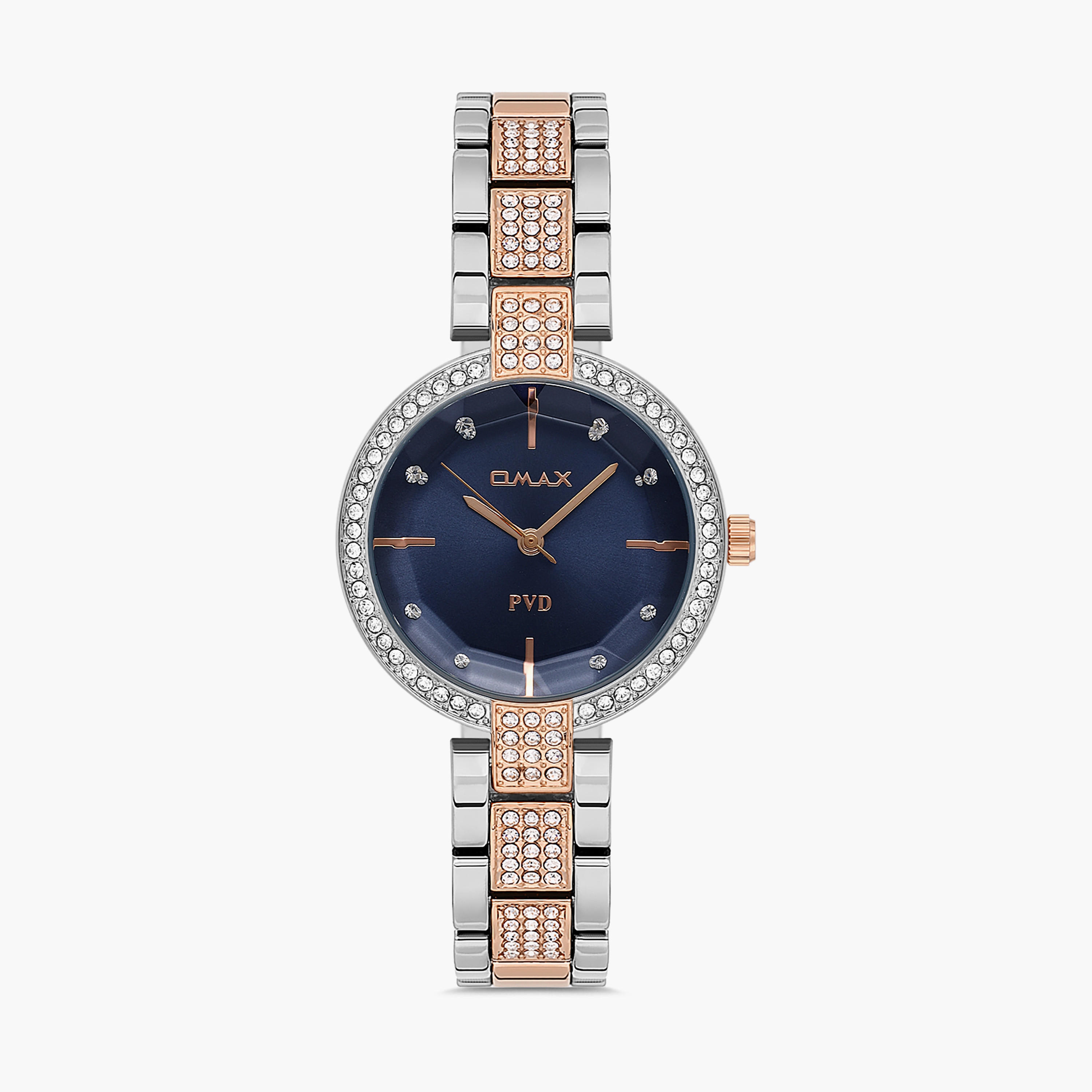 Omax Women's Silver & Gold Analog Stainless Steel Strap Watch | 00JSS026N004 | 34 MM-women-watchesandjewellery-watches-image-1
