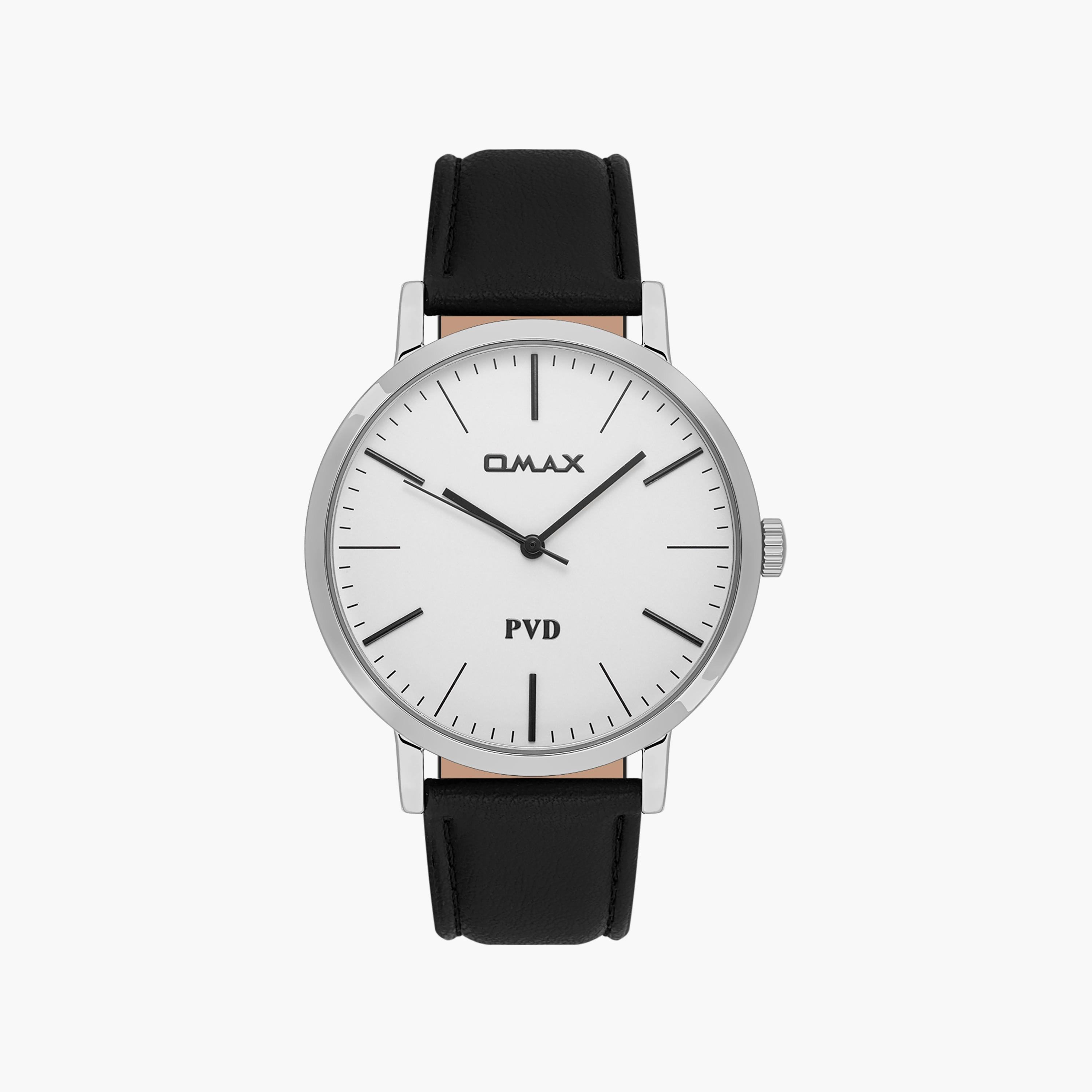 Omax Men's Silver Analog Leather Strap Watch | 00PR0043I008-men-watchesandjewellery-watches-image-1