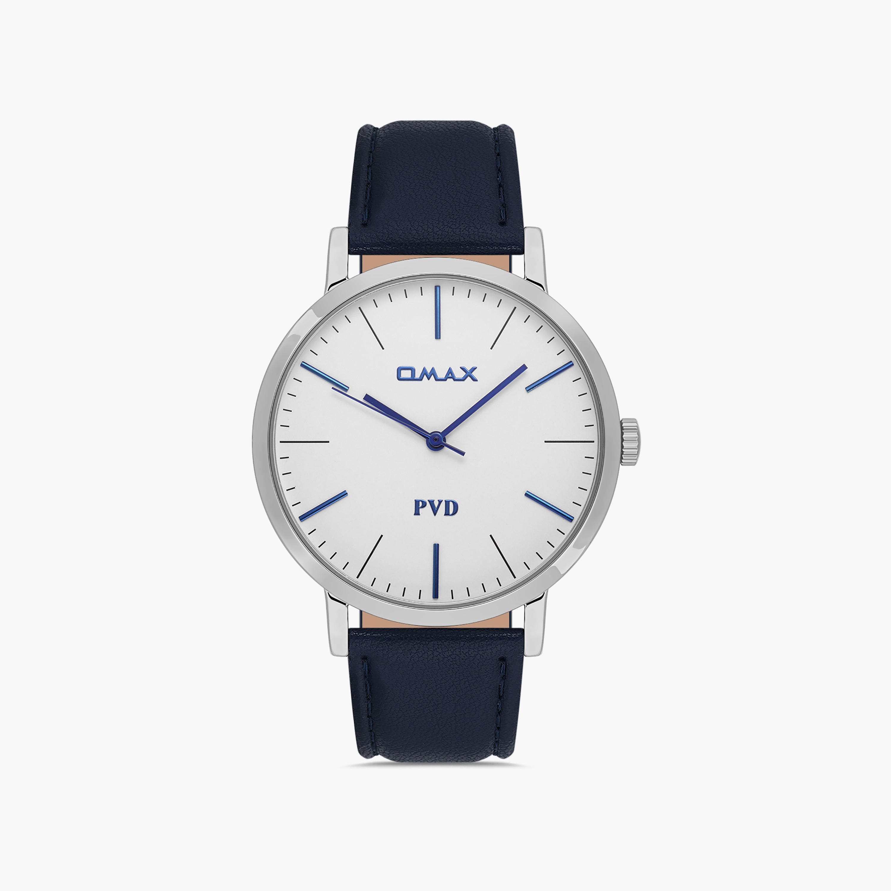 Omax Men's Silver Analog Leather Strap Watch | 00PR0043I018 | 42 MM-men-watchesandjewellery-watches-image-1