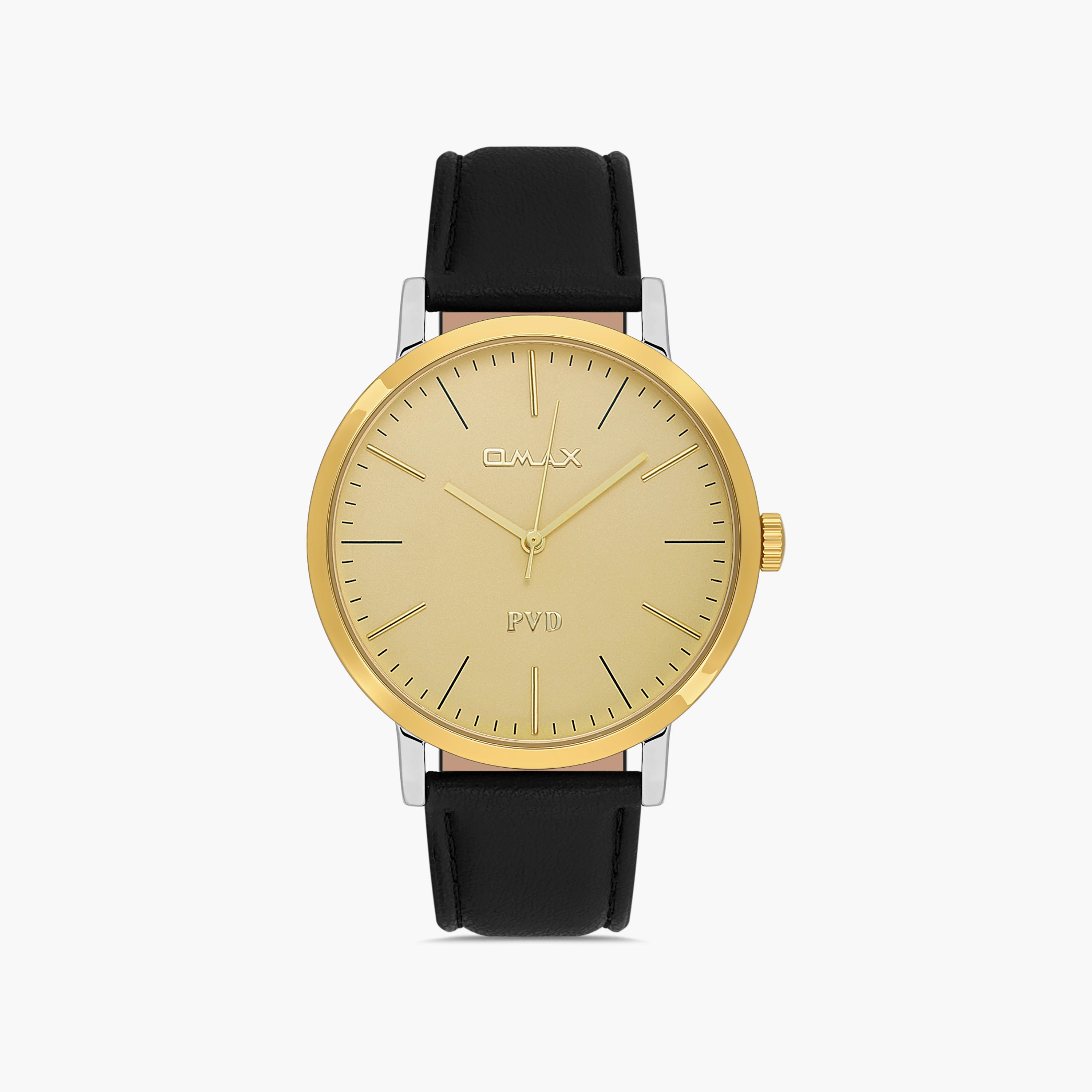 Omax Men's Silver & Gold Analog Leather Strap Watch | 00PR0043N001-men-watchesandjewellery-watches-image-1