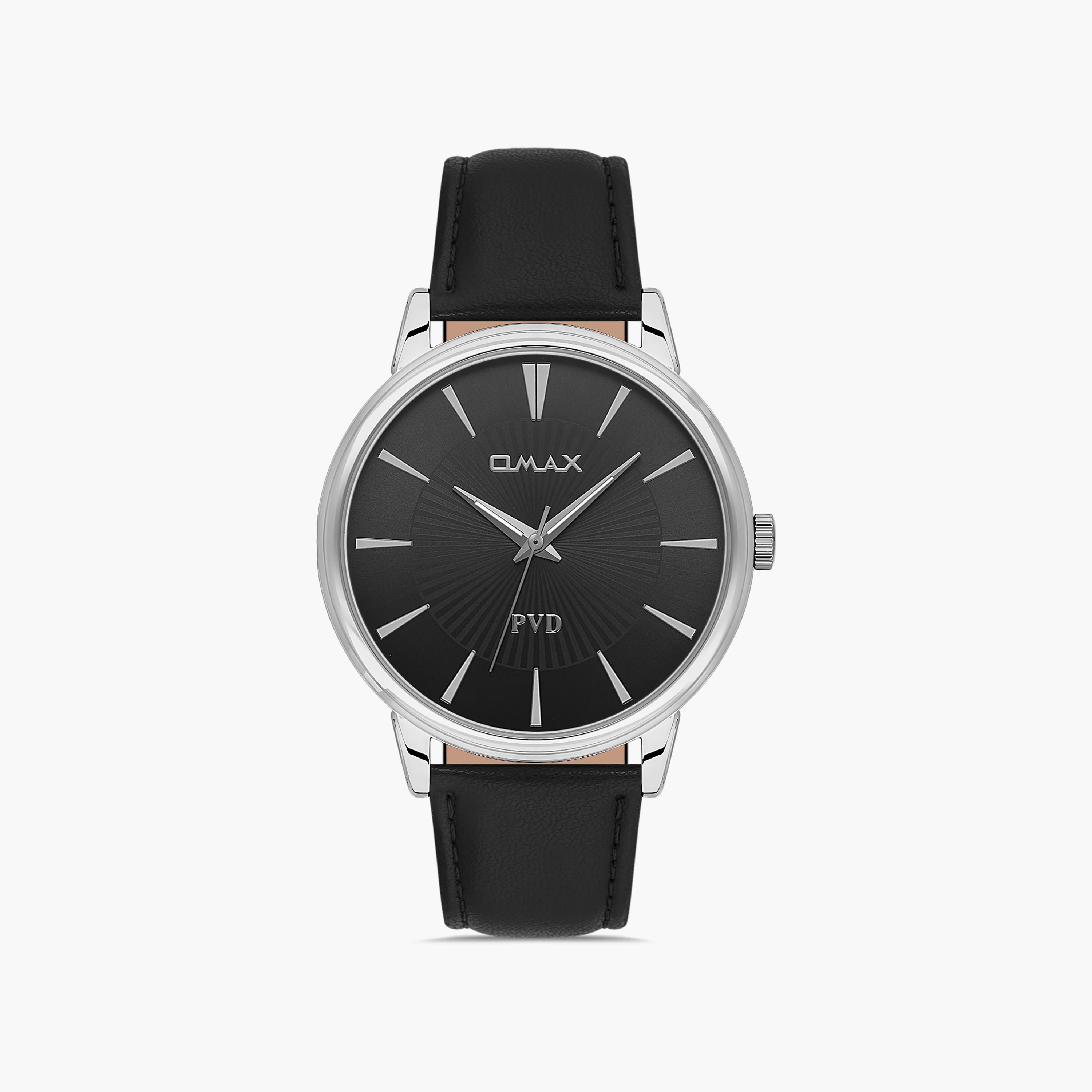 Omax Men's Silver Analog Leather Strap Watch | 00PR0045I002-men-watchesandjewellery-watches-image-1
