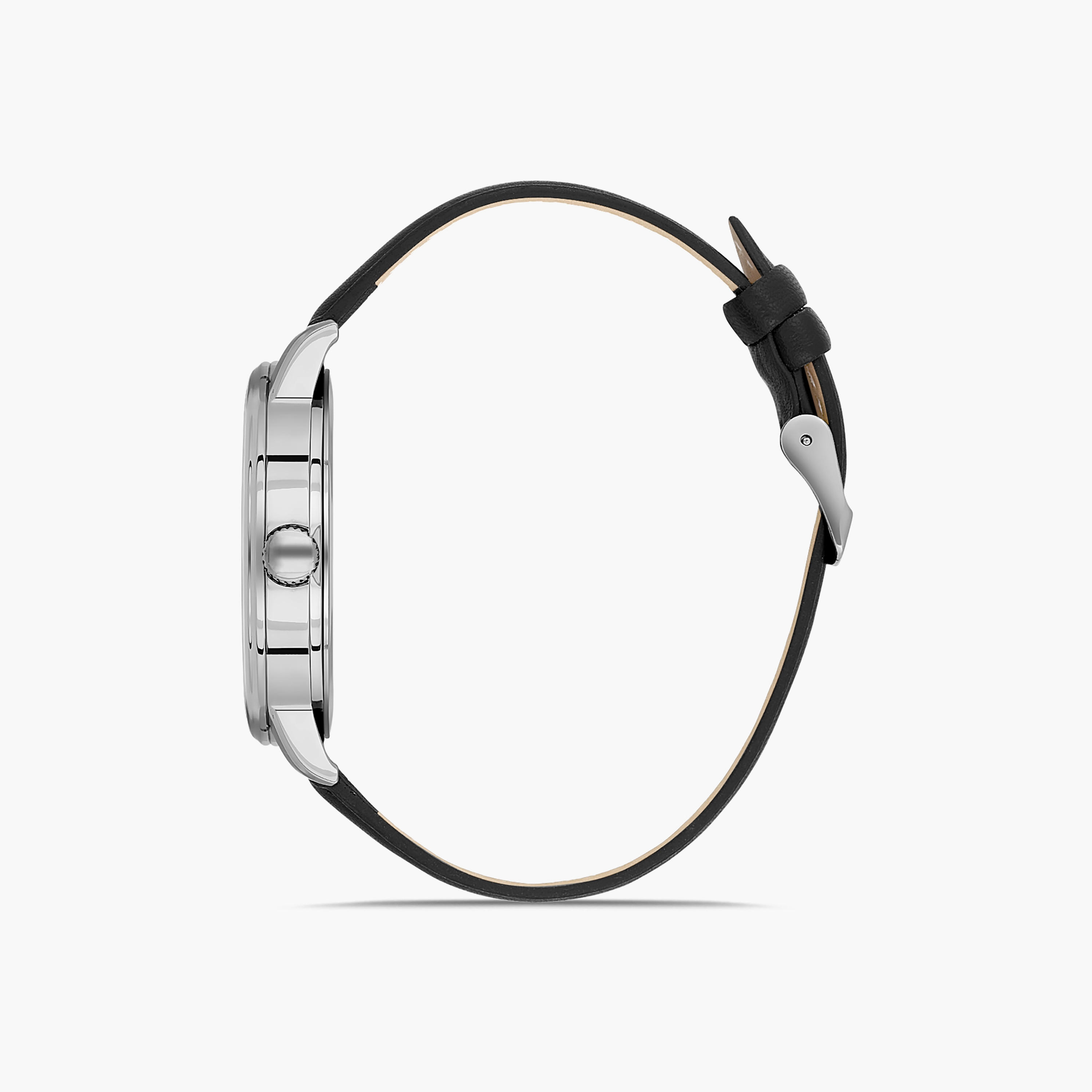 Omax Men's Silver Analog Leather Strap Watch | 00PR0045I002-men-watchesandjewellery-watches-image-2