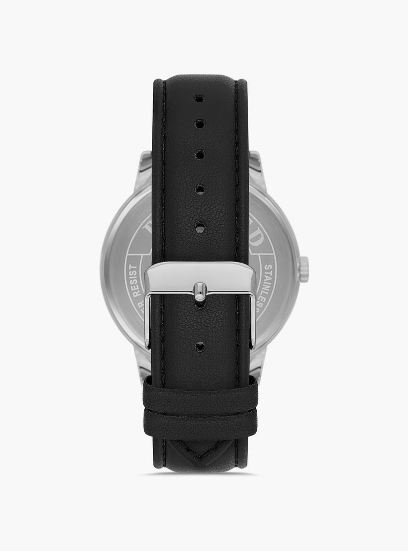 Omax Men's Silver Analog Leather Strap Watch | 00PR0045I002-men-watchesandjewellery-watches-image-3