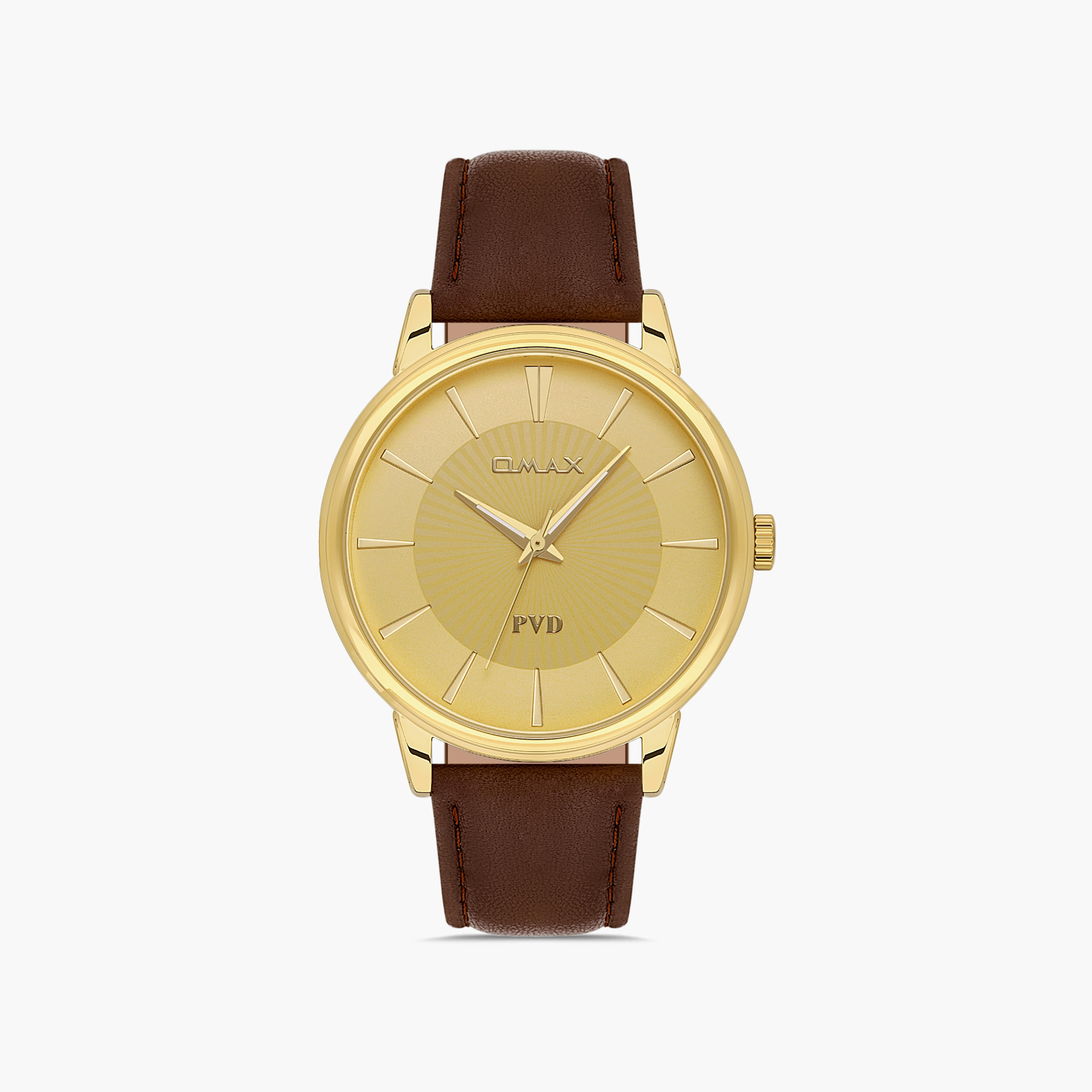 Omax Men's Gold Analog Leather Strap Watch | 00PR0045Q001-men-watchesandjewellery-watches-image-1