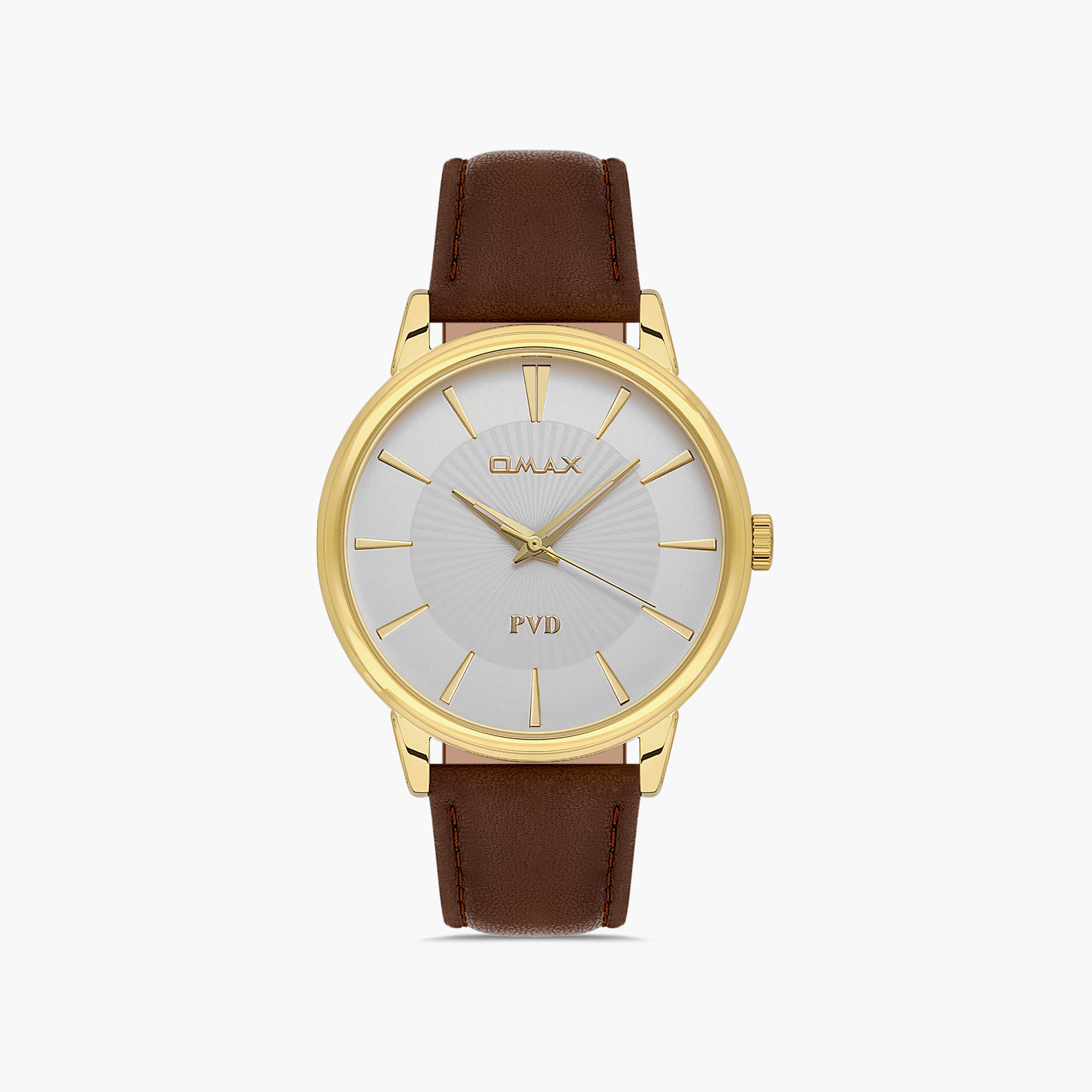 Omax Men's Gold Analog Leather Strap Watch | 00PR0045Q008 | 42 MM-men-watchesandjewellery-watches-image-1