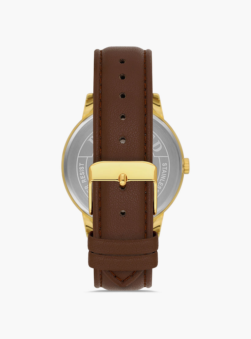 Omax Men's Gold Analog Leather Strap Watch | 00PR0045Q008 | 42 MM-men-watchesandjewellery-watches-image-3