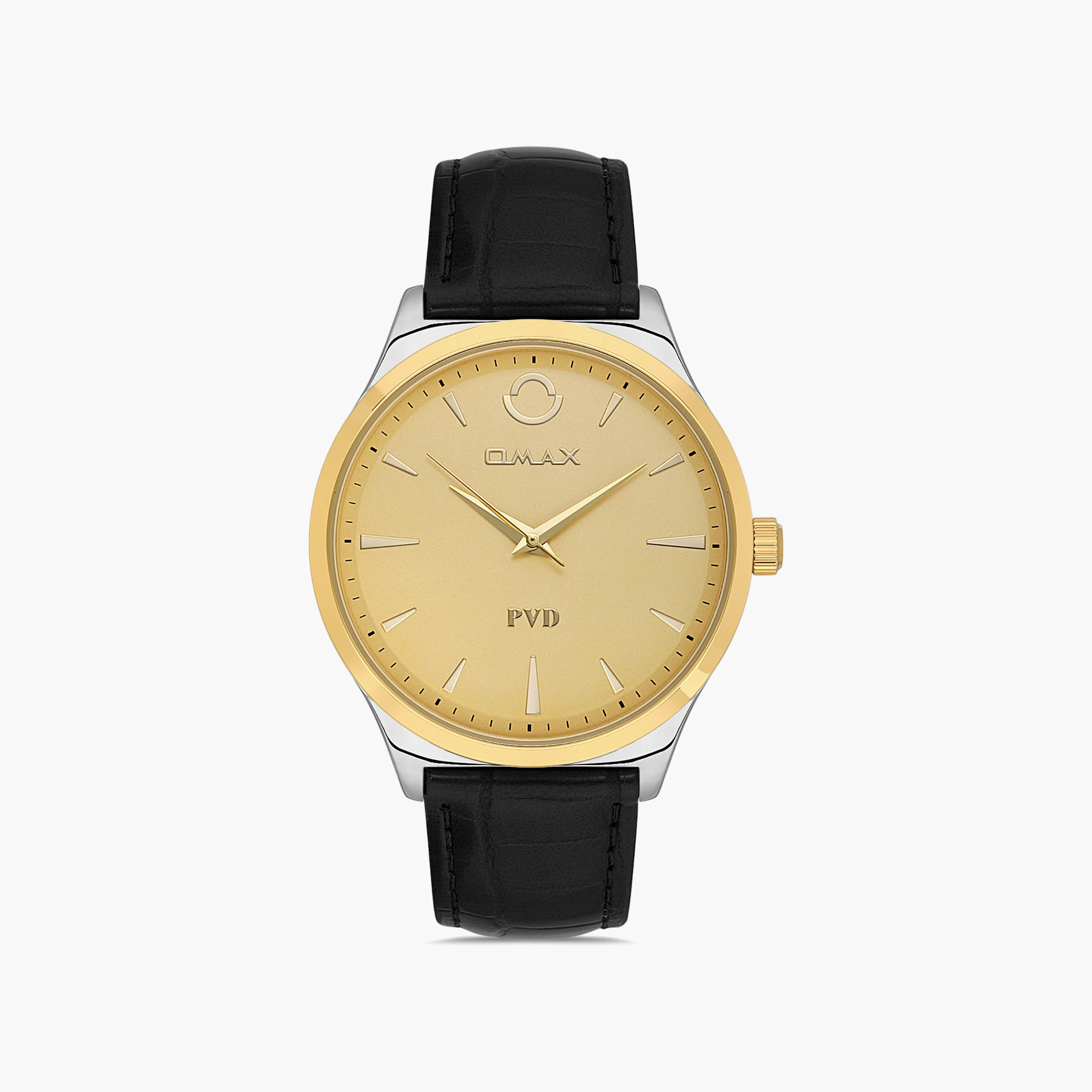 Omax Men's Silver & Gold Analog Leather Strap Watch | 00PR0047N001 | 42 MM-men-watchesandjewellery-watches-image-1