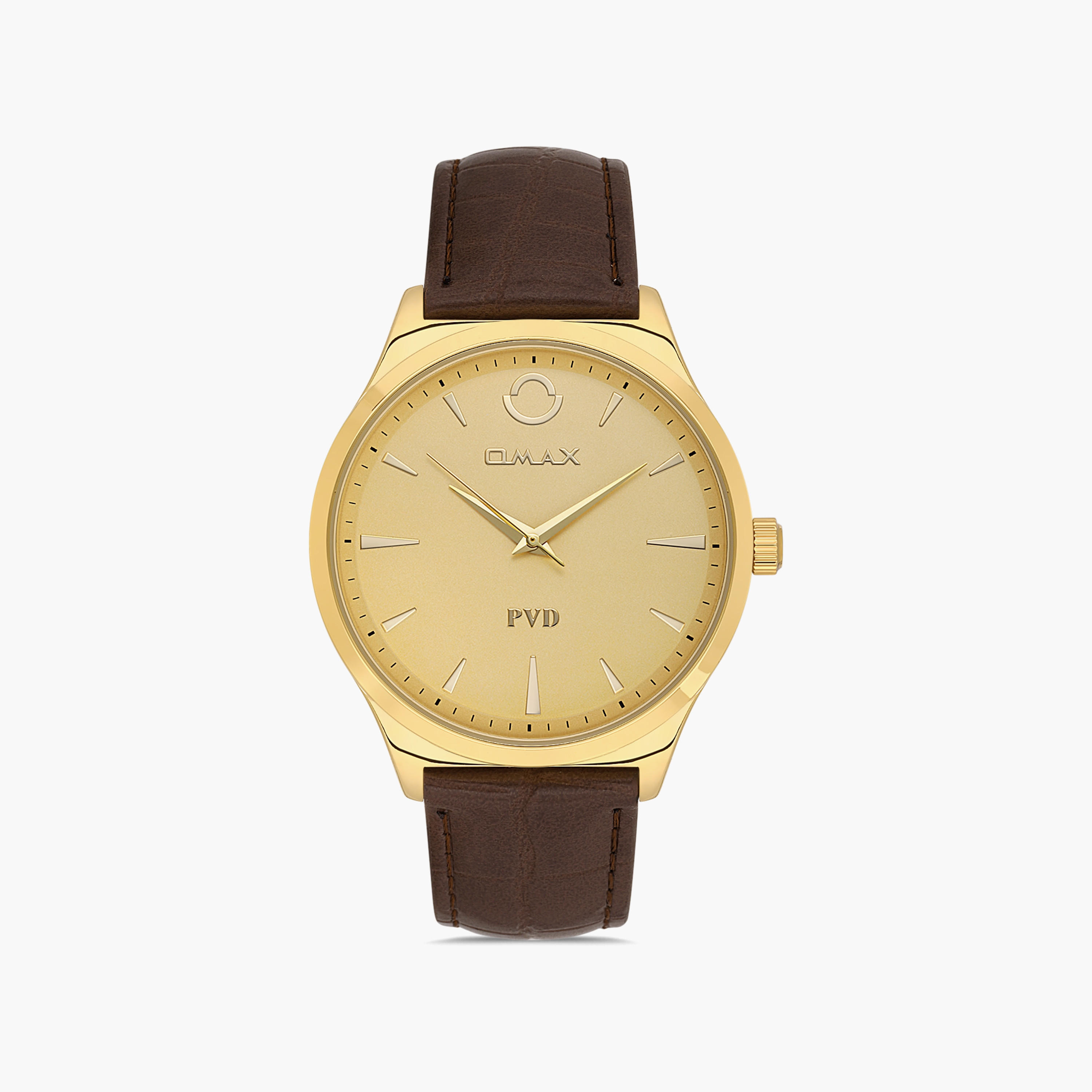 ساعة اوماكس للرجال بلون ذهبي مع انالوج بسوار جلدي | 00PR0047Q001-men-watchesandjewellery-watches-image-1