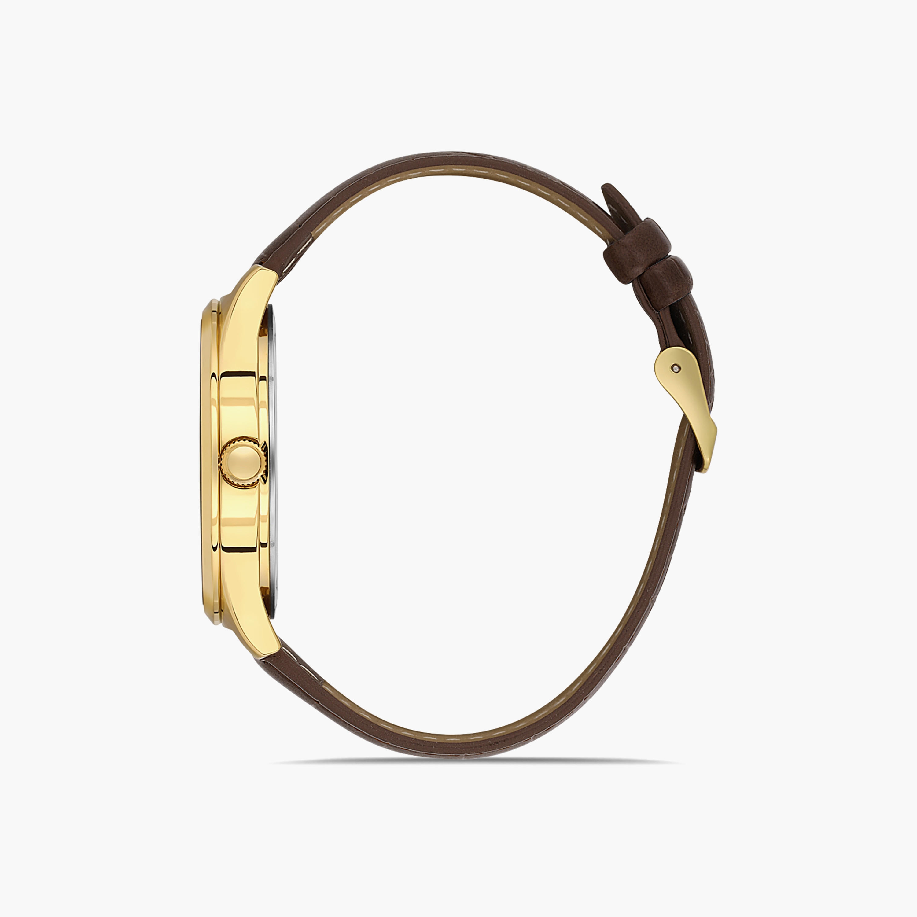 Omax Men's Gold Analog Leather Strap Watch | 00PR0047Q001-men-watchesandjewellery-watches-image-2