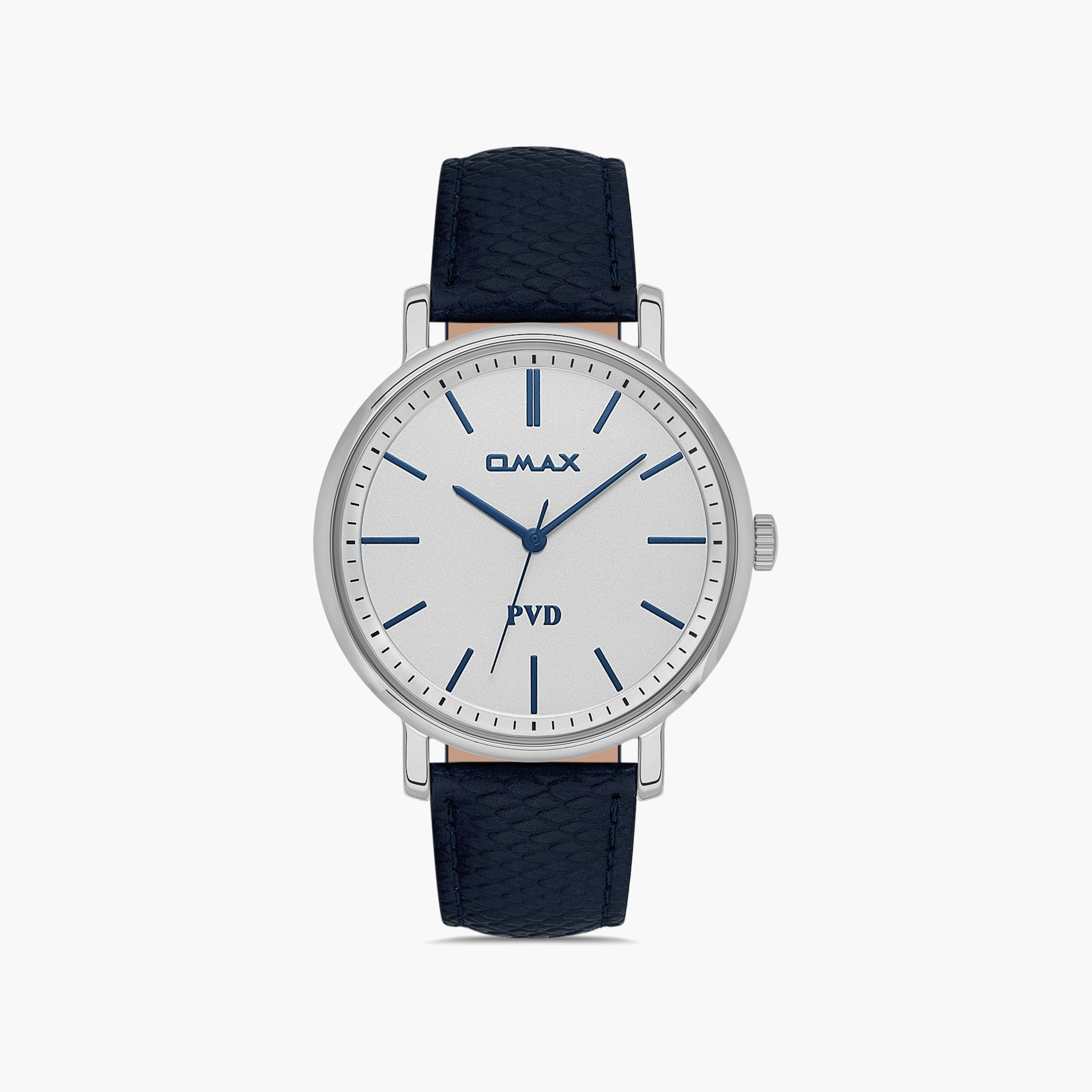 Omax Men's Silver Analog Leather Strap Watch | 00PR0049I018 | 42 MM-men-watchesandjewellery-watches-image-1