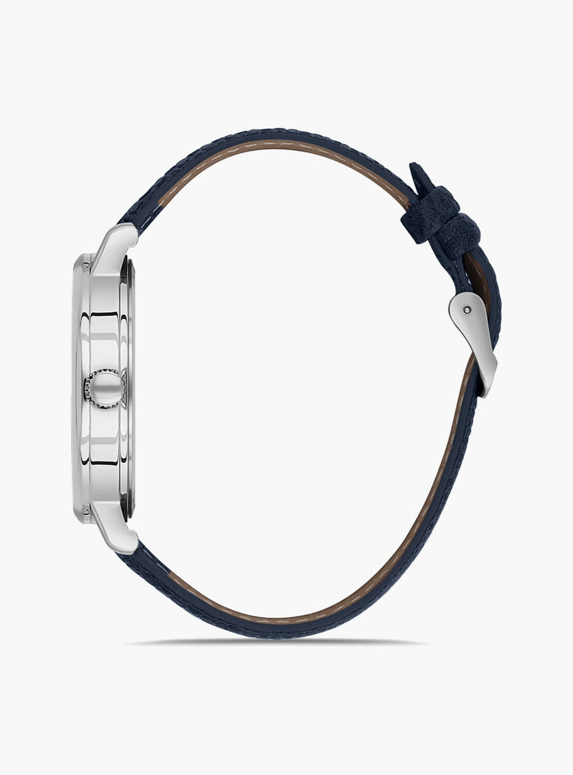 Omax Men's Silver Analog Leather Strap Watch | 00PR0049I018 | 42 MM-men-watchesandjewellery-watches-image-2