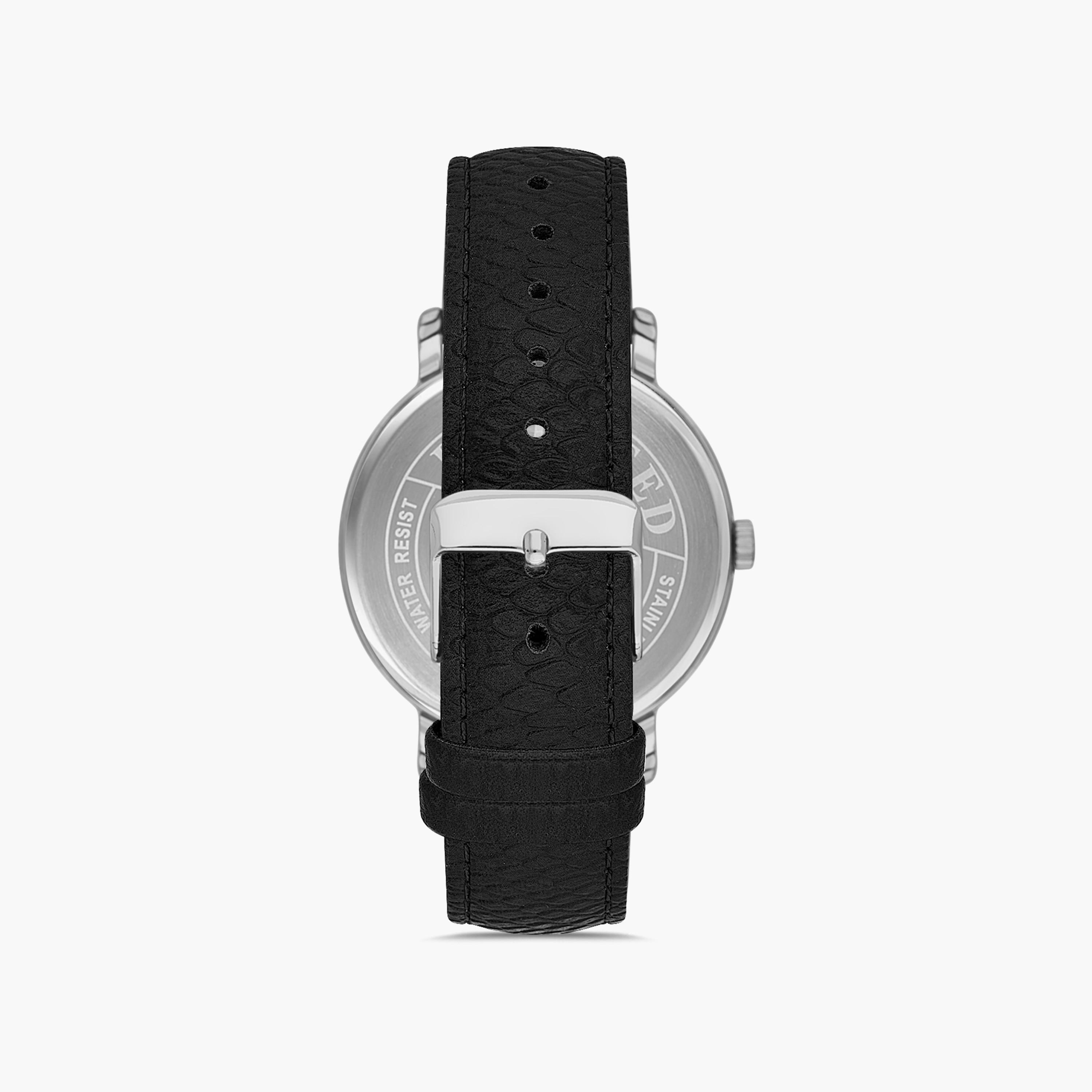 Omax Men's Silver Analog Leather Strap Watch | 00PR0049IB03 | 42 MM-men-watchesandjewellery-watches-image-3