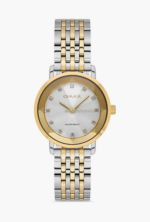 Omax Silver & Gold Analog Stainless Steel Strap Watch | 00ZMC002N008-women-image-1