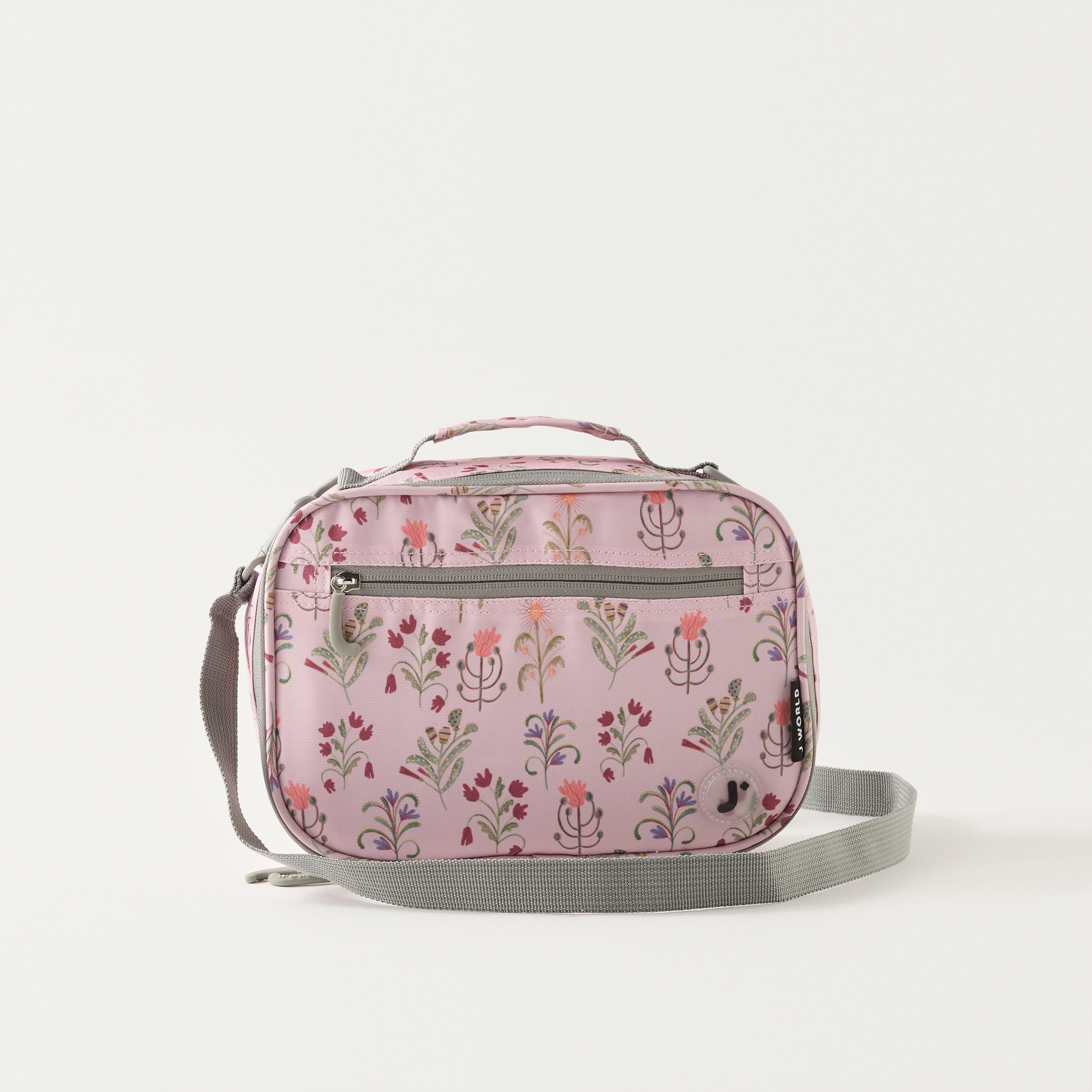 J World All-Over Floral Print Lunch Bag with Adjustable Strap and Zip Closure-school-lunchessentials-lunchbags-image-1