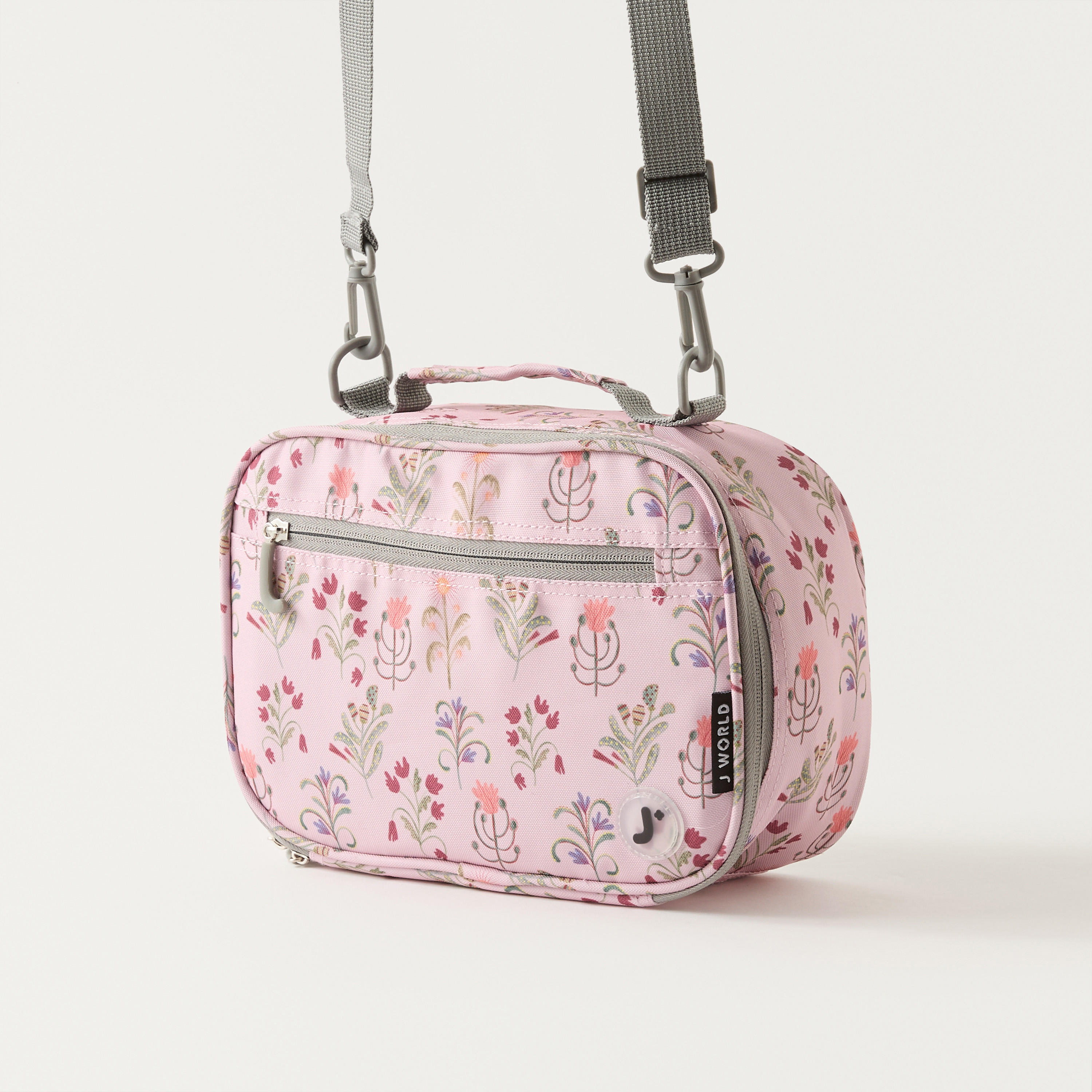 J World All-Over Floral Print Lunch Bag with Adjustable Strap and Zip Closure-school-lunchessentials-lunchbags-image-2