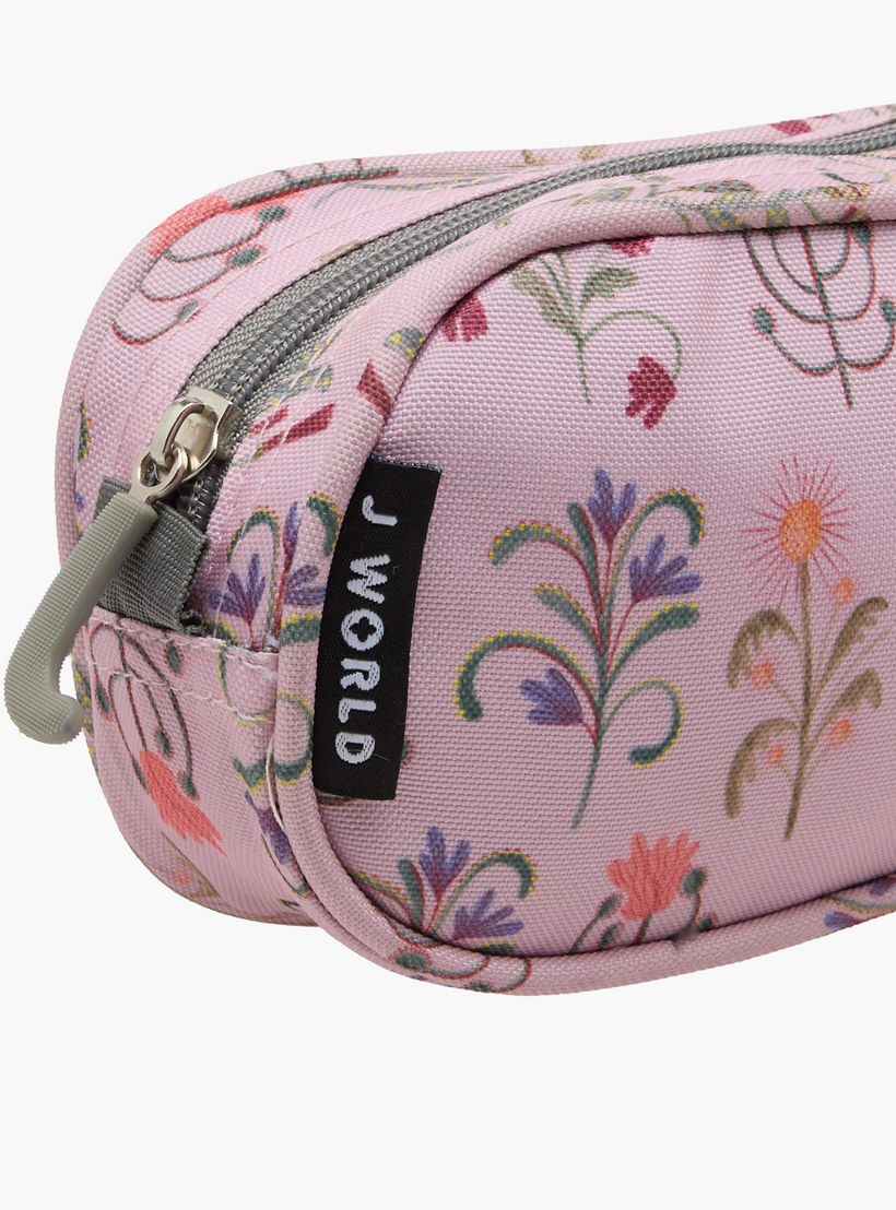 J World All-Over Floral Print Pencil Pouch with Zip Closure-school-stationery-pencilcases-image-4