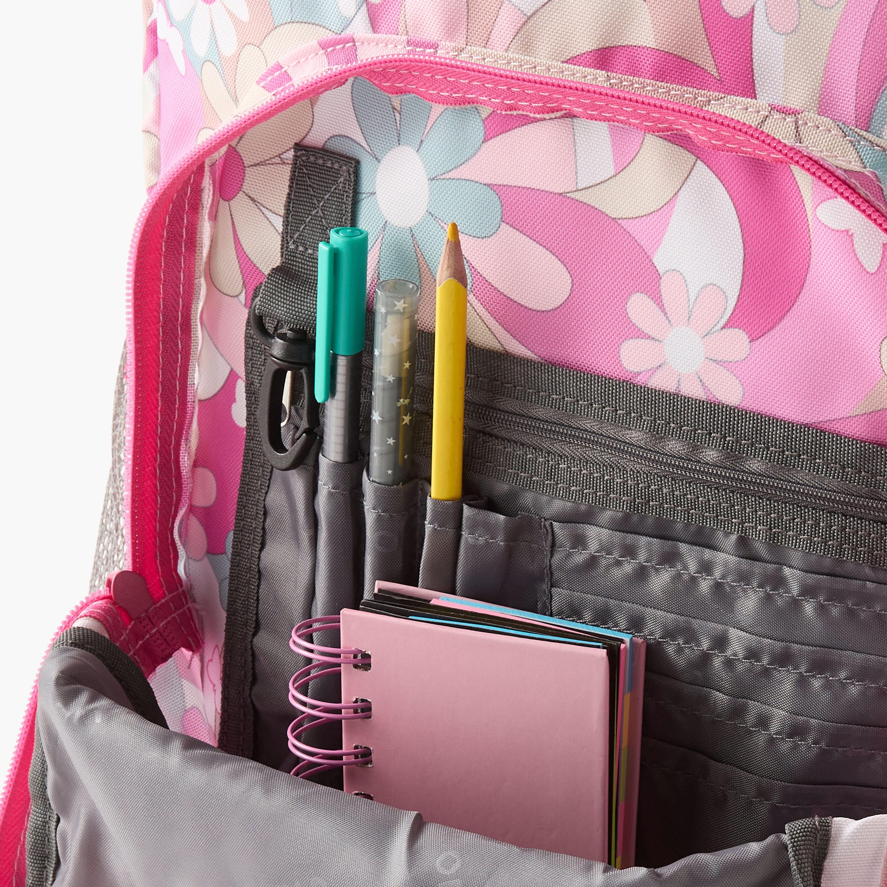 شنطة ظهر ترولي 18 بوصة بطبعات زهرية ومقبض قابل للسحب من جي وورلد - 21x32x46 سم-school-bagsandbackpacks-trolleybags-image-13