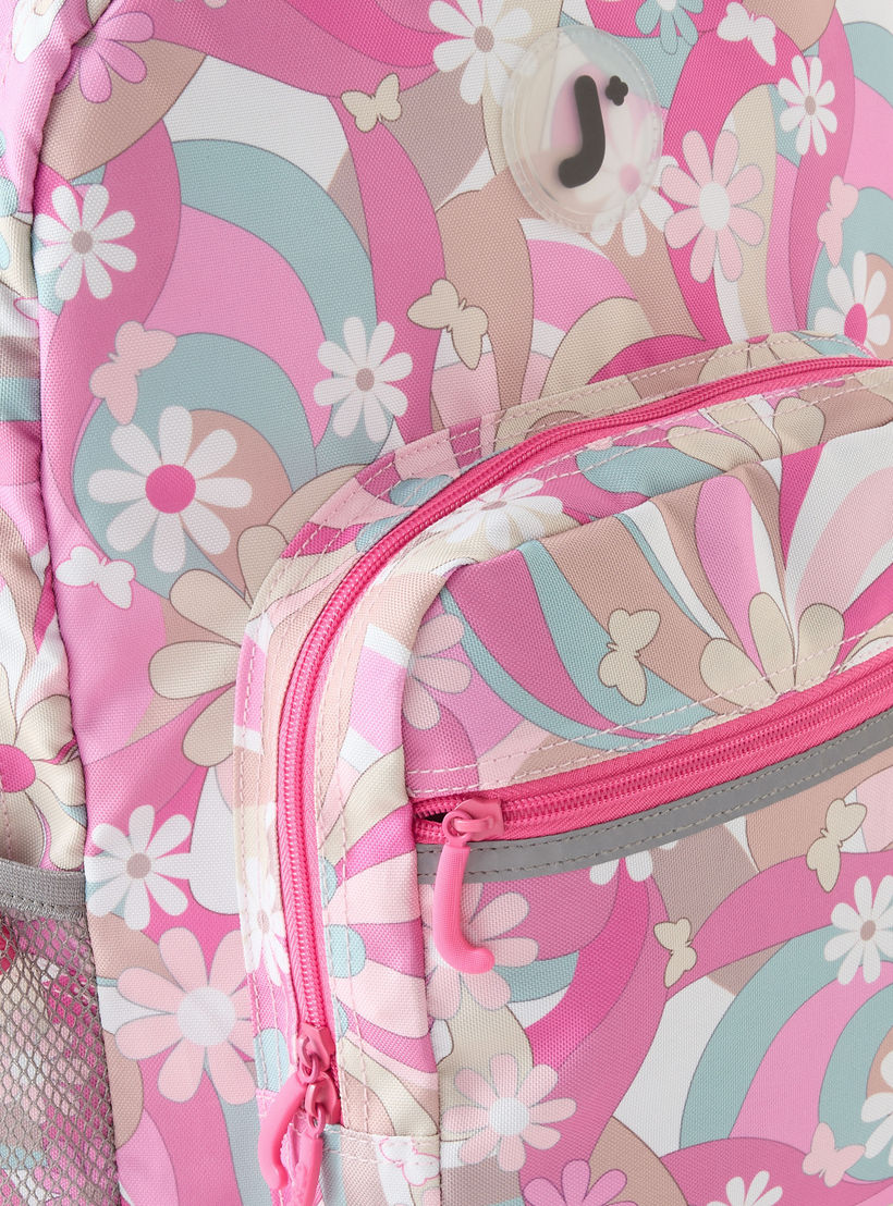 شنطة ظهر ترولي 18 بوصة بطبعات زهرية ومقبض قابل للسحب من جي وورلد - 21x32x46 سم-school-bagsandbackpacks-trolleybags-image-8
