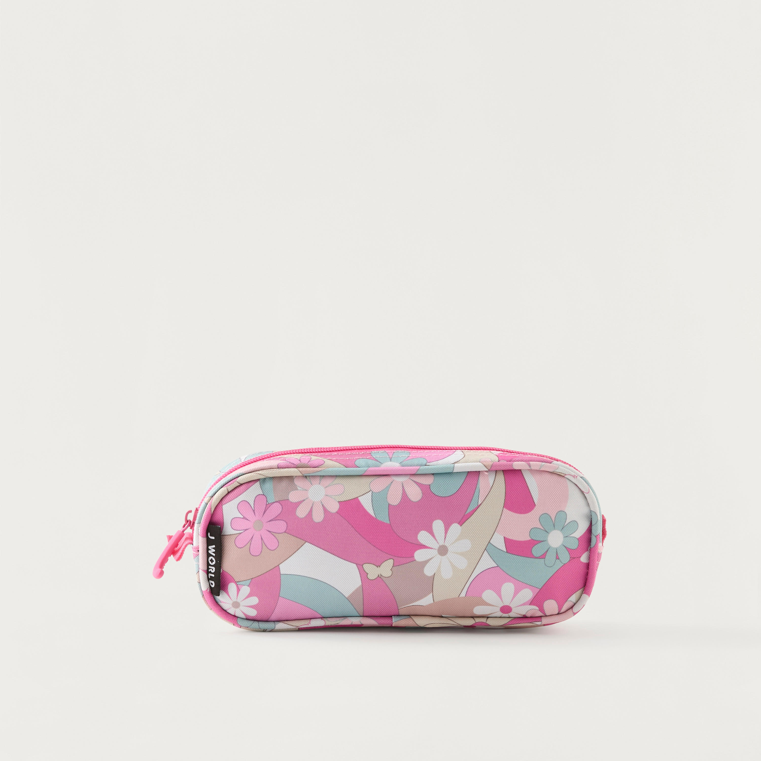 J World All-Over Floral Print Pencil Pouch with Zip Closure-school-stationery-pencilcases-image-1