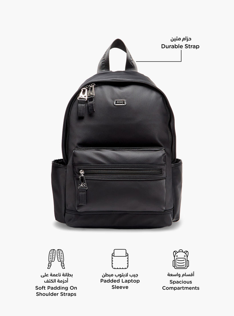 Missy Solid Backpack with Zip Closure and Adjustable Strap-women-bagsandwallets-backpacks-image-2