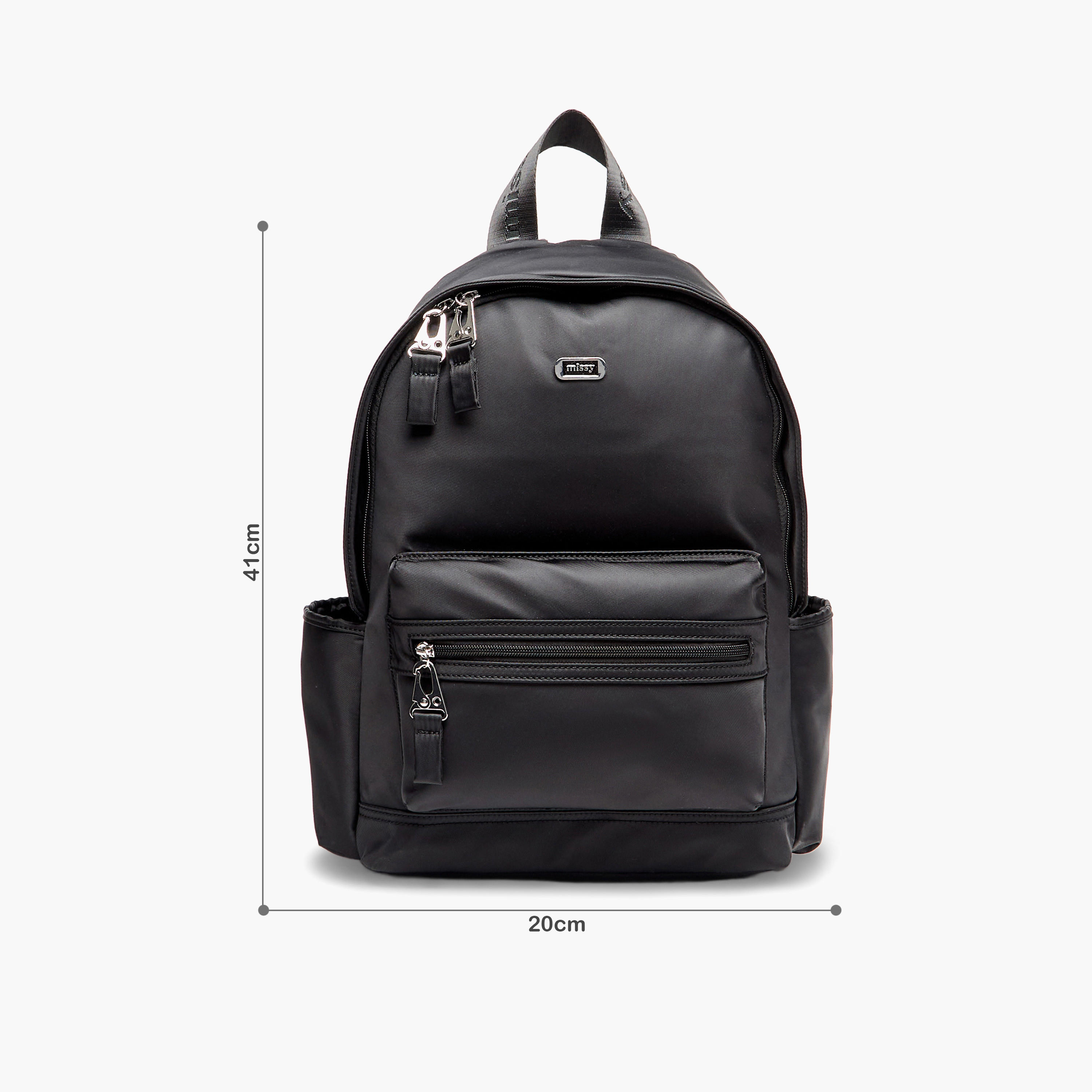 Missy Solid Backpack with Zip Closure and Adjustable Strap-men-bags-image-2