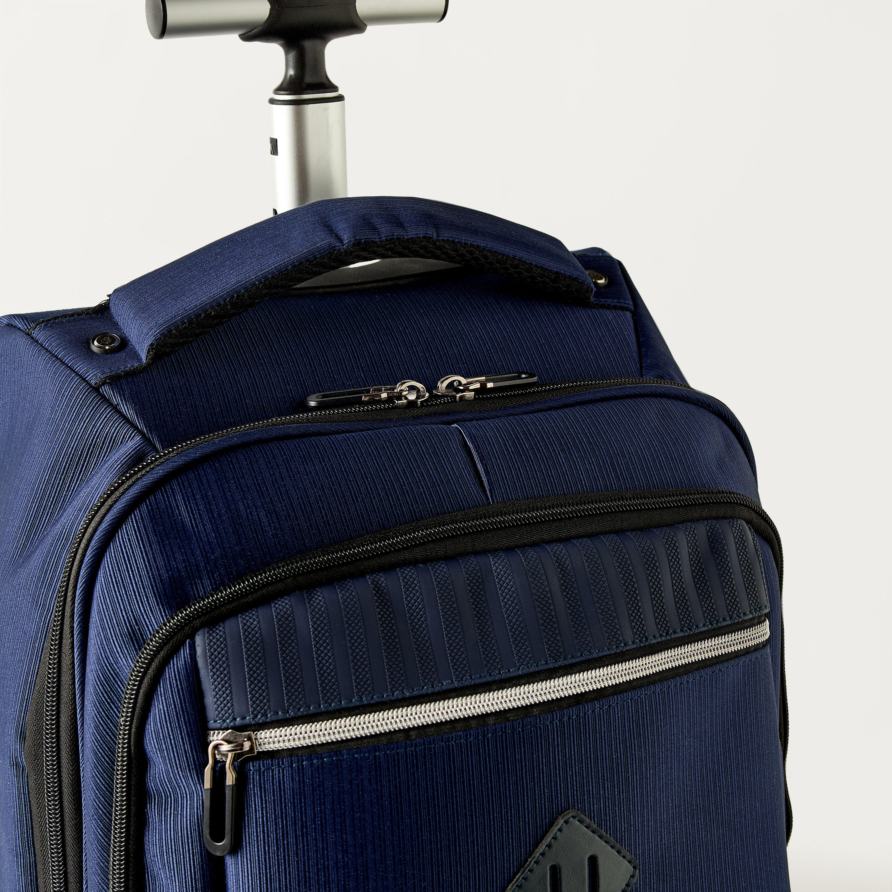 Textured 18-inch Trolley Backpack with Retractable Handle - 47x33x21 cm-school-bagsandbackpacks-trolleybags-image-2