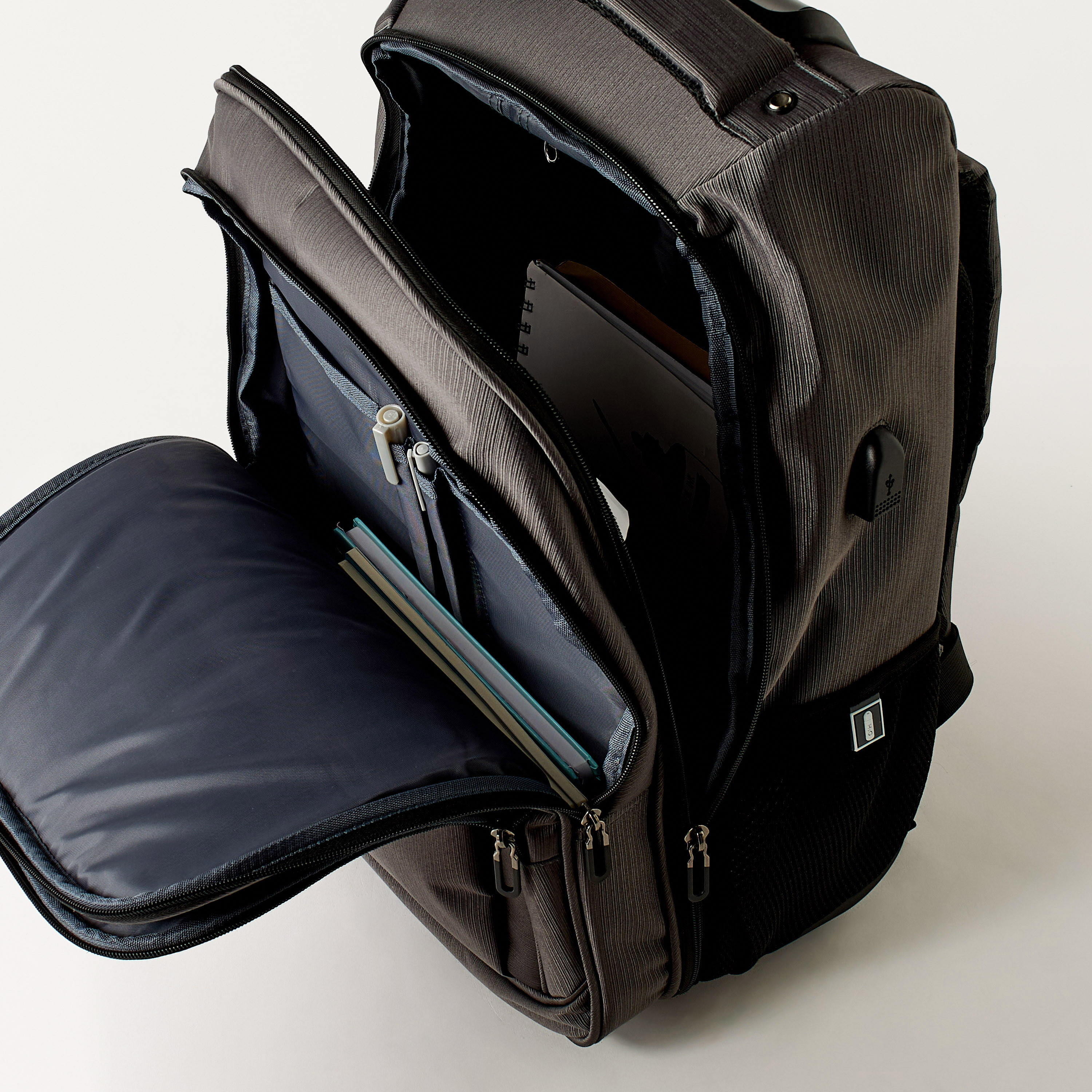 Textured 18-inch Trolley Backpack with Retractable Handle - 47x33x21 cm-school-bagsandbackpacks-trolleybags-image-11