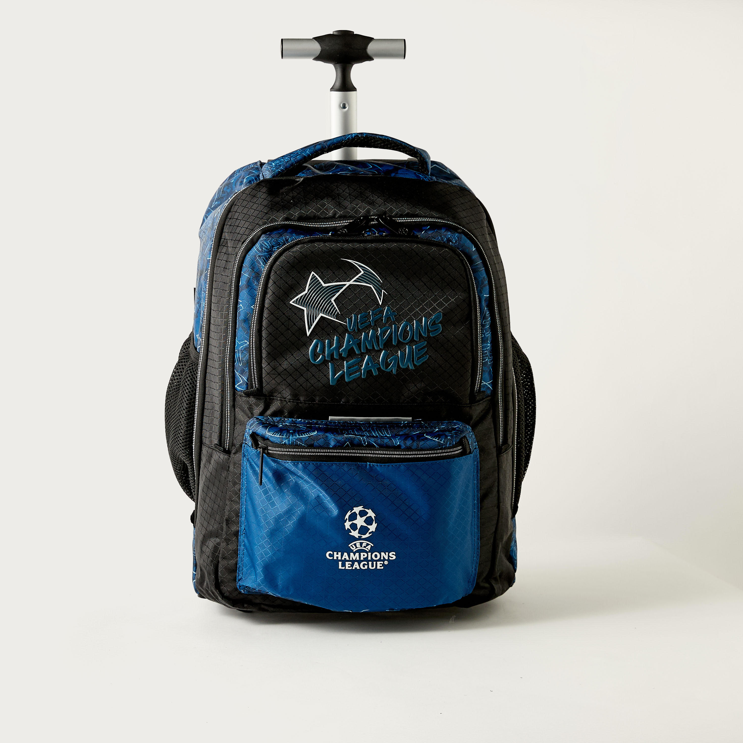 Champions League Football Print 18-inch Trolley Backpack with Wheels - 35x23x51 cms-school-bagsandbackpacks-trolleybags-image-1