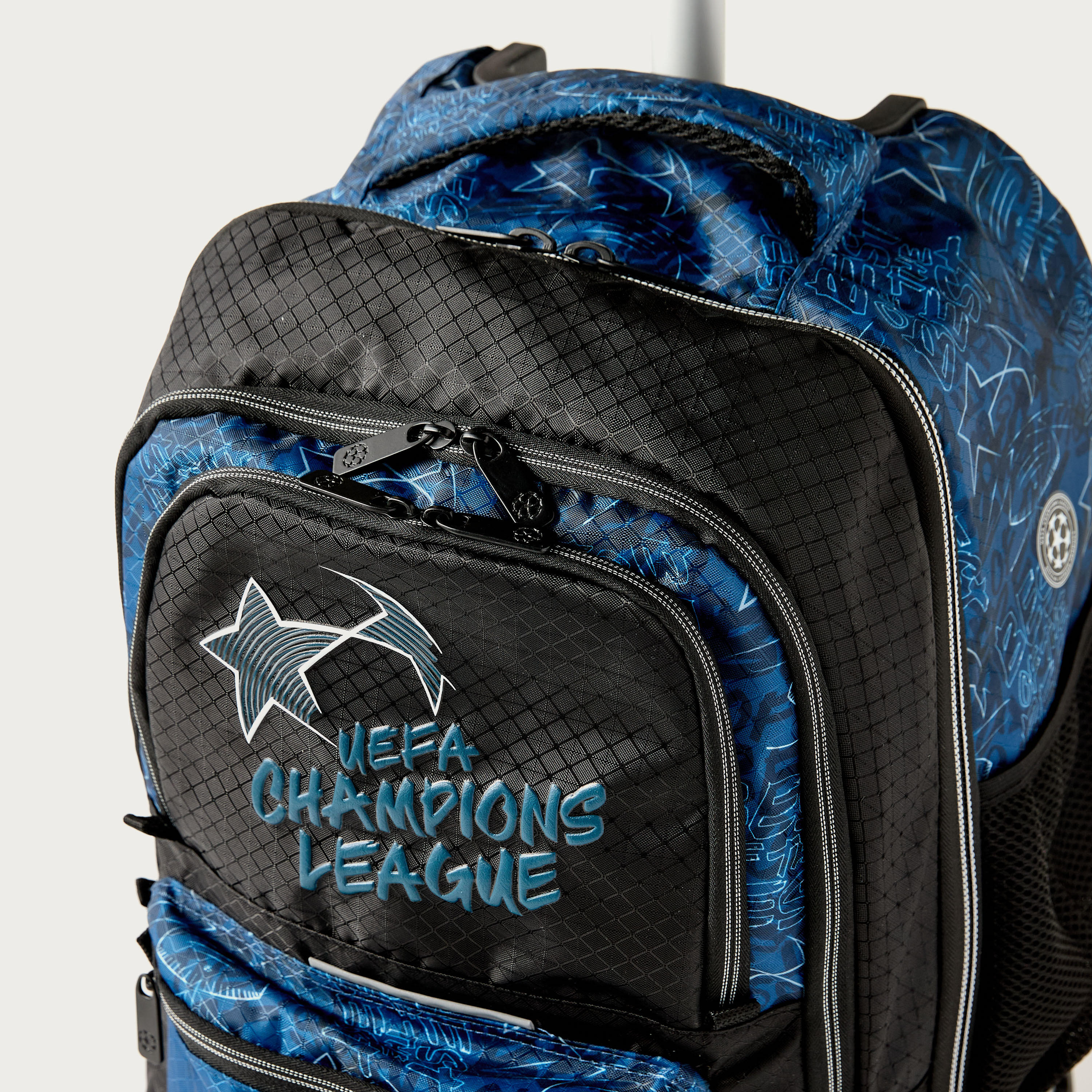 Champions League Football Print 18-inch Trolley Backpack with Wheels - 35x23x51 cms-school-bagsandbackpacks-trolleybags-image-2