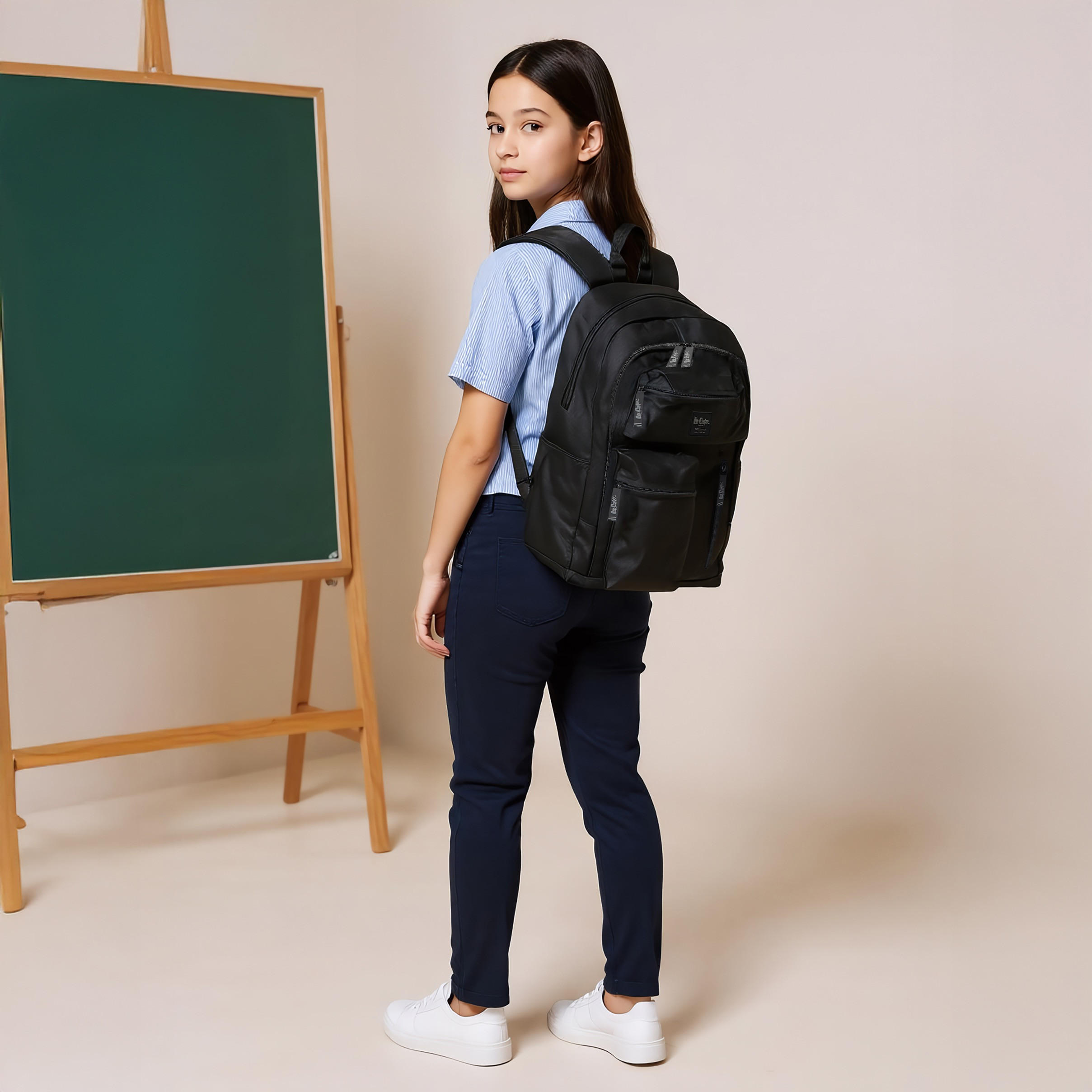Lee Cooper Solid Backpack with Adjustable Straps and Zip Closure - 32x15x47 cm-cpkids-backtoschool-schoolbagsandbackpacks-backpacks-image-2