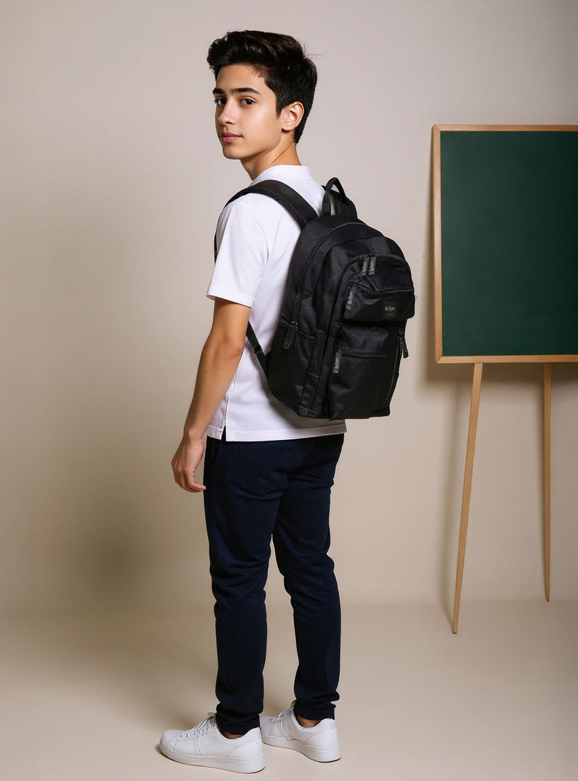 Lee Cooper Solid Backpack with Adjustable Straps and Zip Closure - 32x15x47 cm-cpkids-backtoschool-schoolbagsandbackpacks-backpacks-image-3