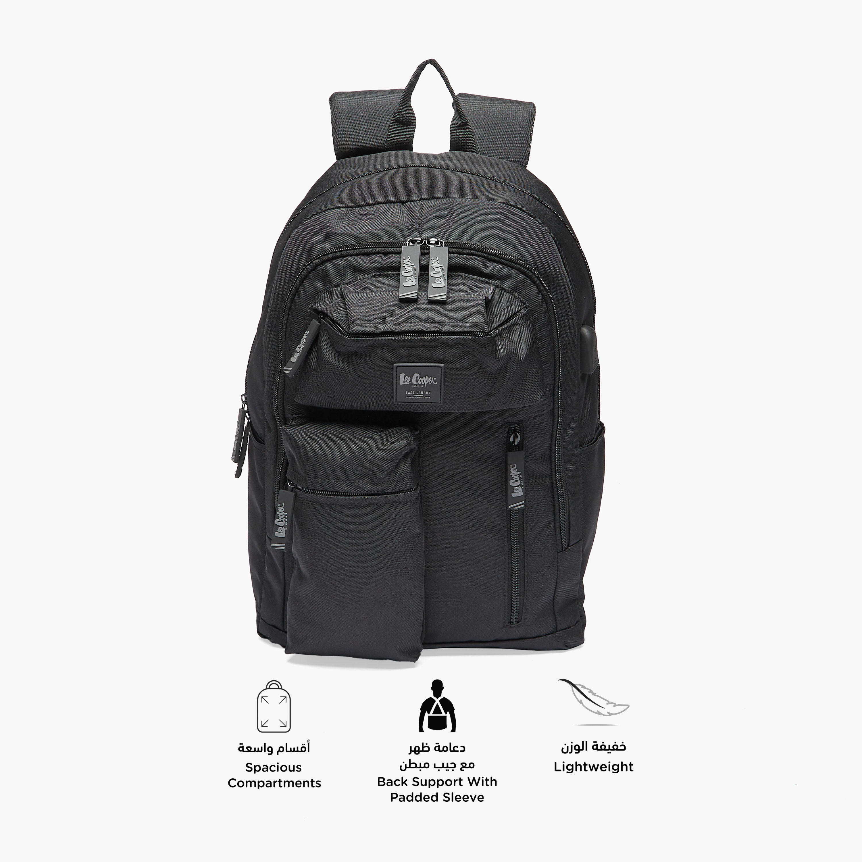 Lee Cooper Solid Backpack with Adjustable Straps and Zip Closure - 32x15x47 cm-cpkids-backtoschool-schoolbagsandbackpacks-backpacks-image-6