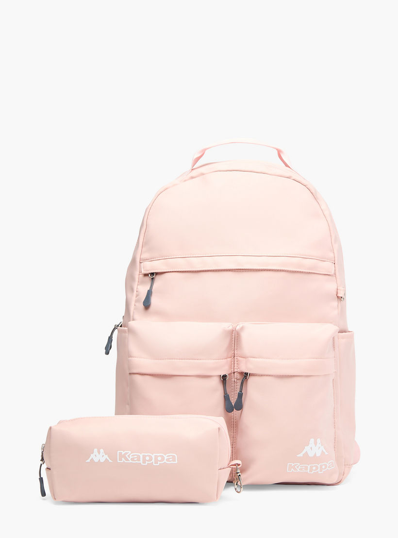 Kappa Logo Print Backpack with Adjustable Straps and Pencil Pouch - 45x15x32 cm-cpkids-backtoschool-schoolbagsandbackpacks-backpacks-image-1