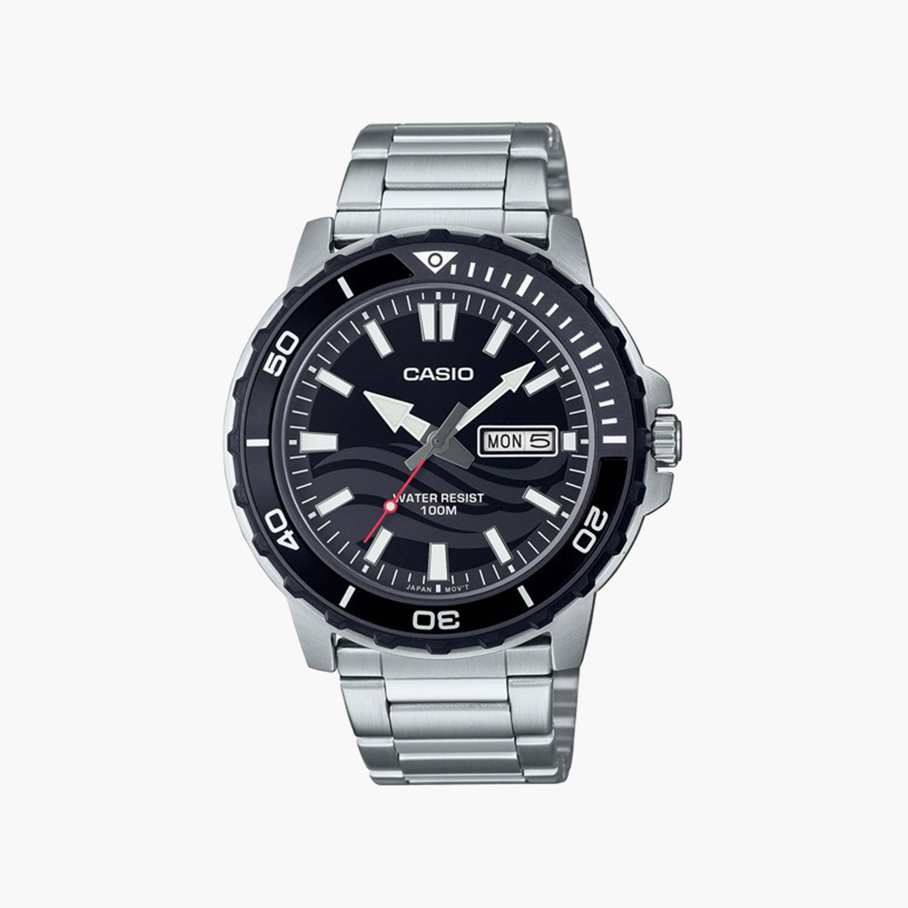 Casio Men's Silver Analog Stainless Steel Strap Watch | MTD-125D-1A1VDF-men-watchesandjewellery-watches-image-1