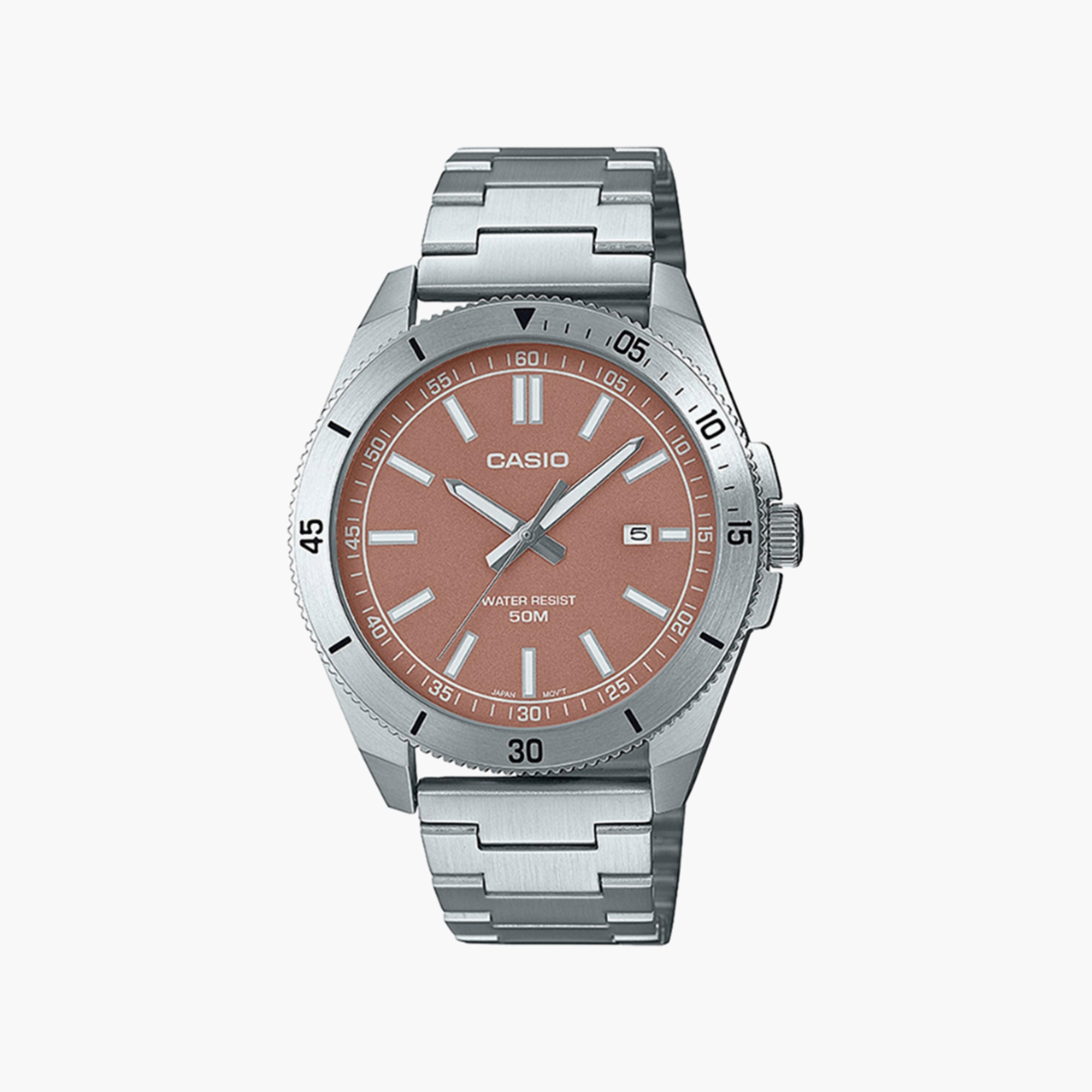 Casio Men's Silver Analog Stainless Steel Strap Watch | MTP-B155D-5EVDF-men-watchesandjewellery-watches-image-1