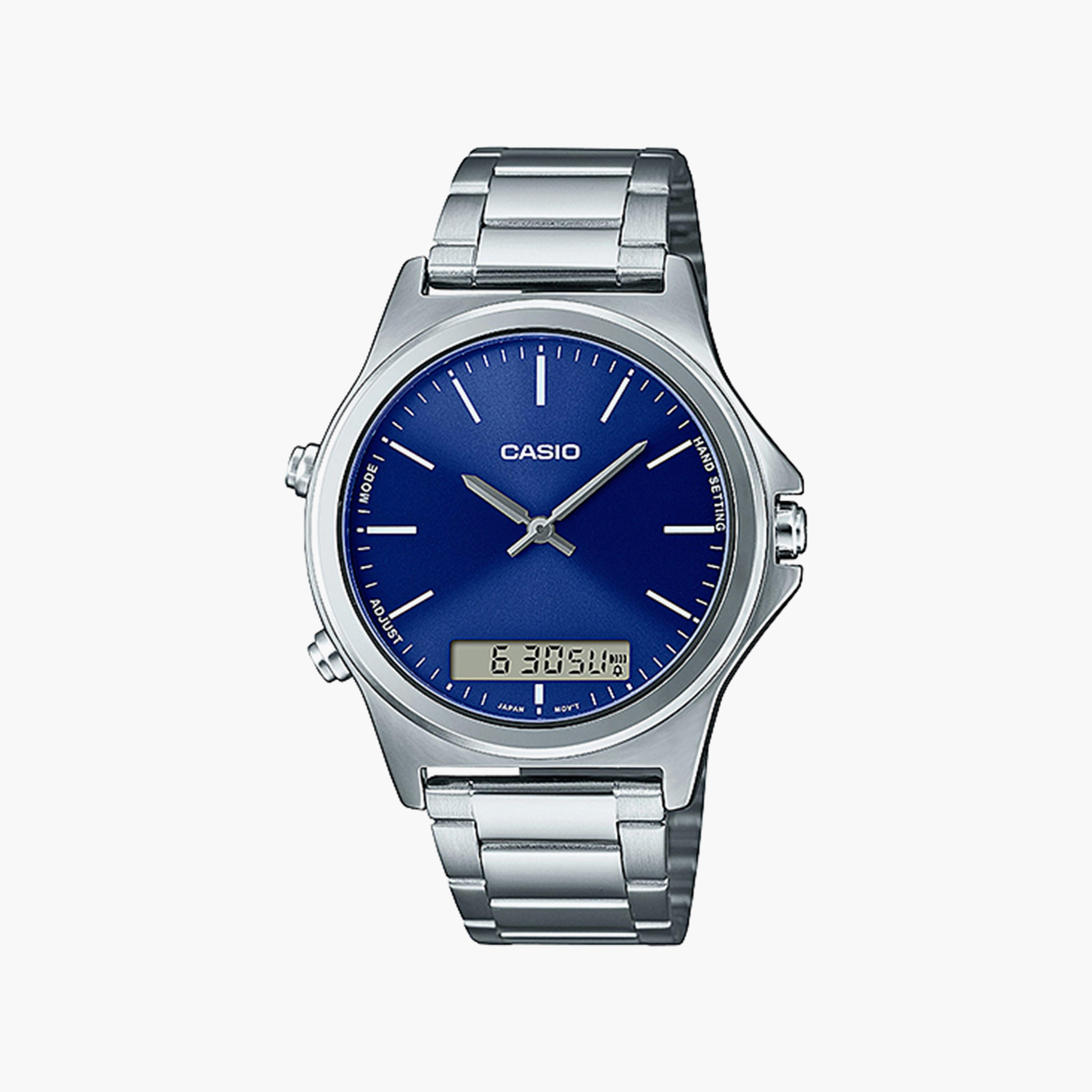 Casio Men's Silver Analog-Digital Stainless Steel Strap Watch | MTP-VC01D-2EUDF-men-watchesandjewellery-watches-image-1