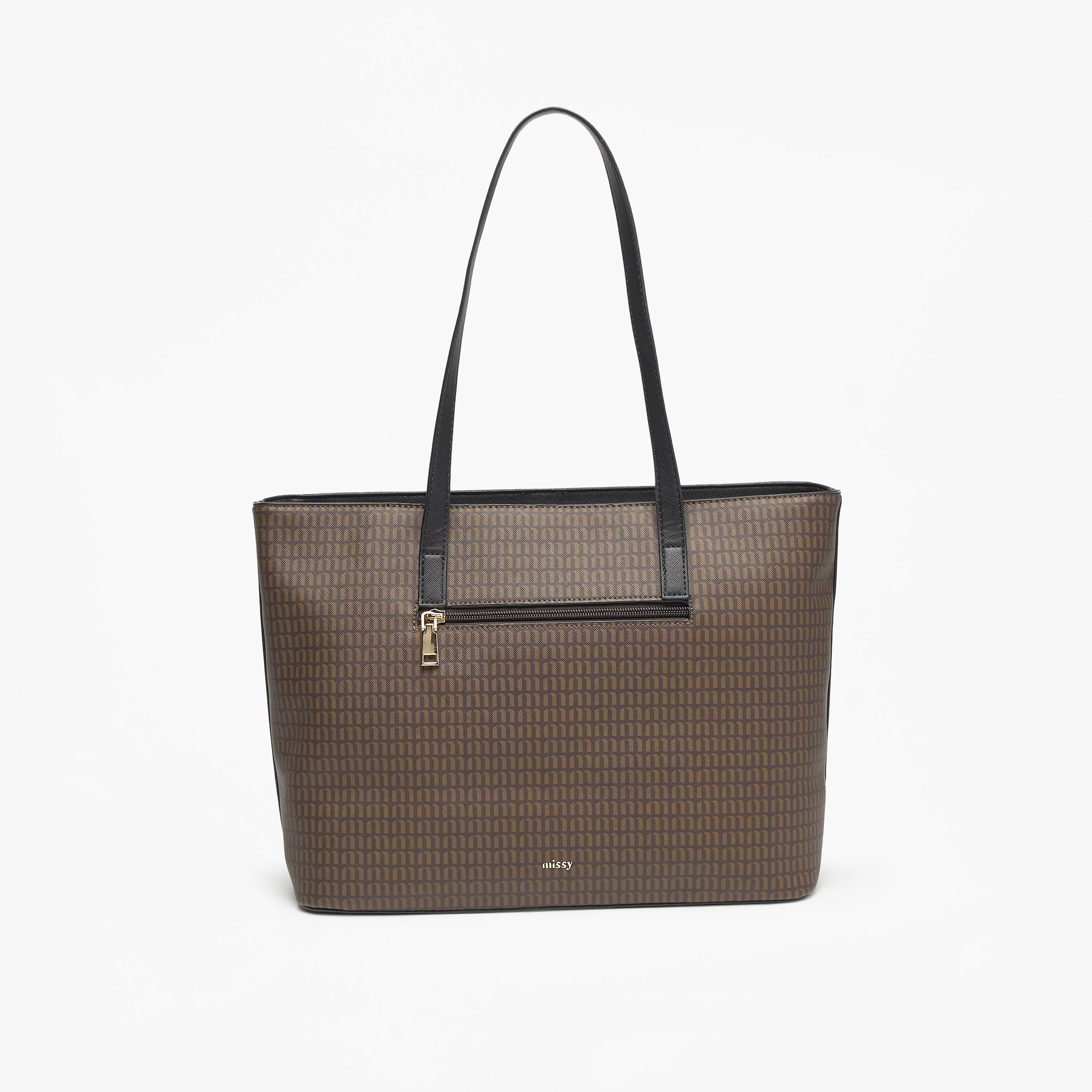 Missy All-Over Monogram Print Tote Bag with Double Handle and Zip Closure-women-bagsandwallets-handbags-image-4