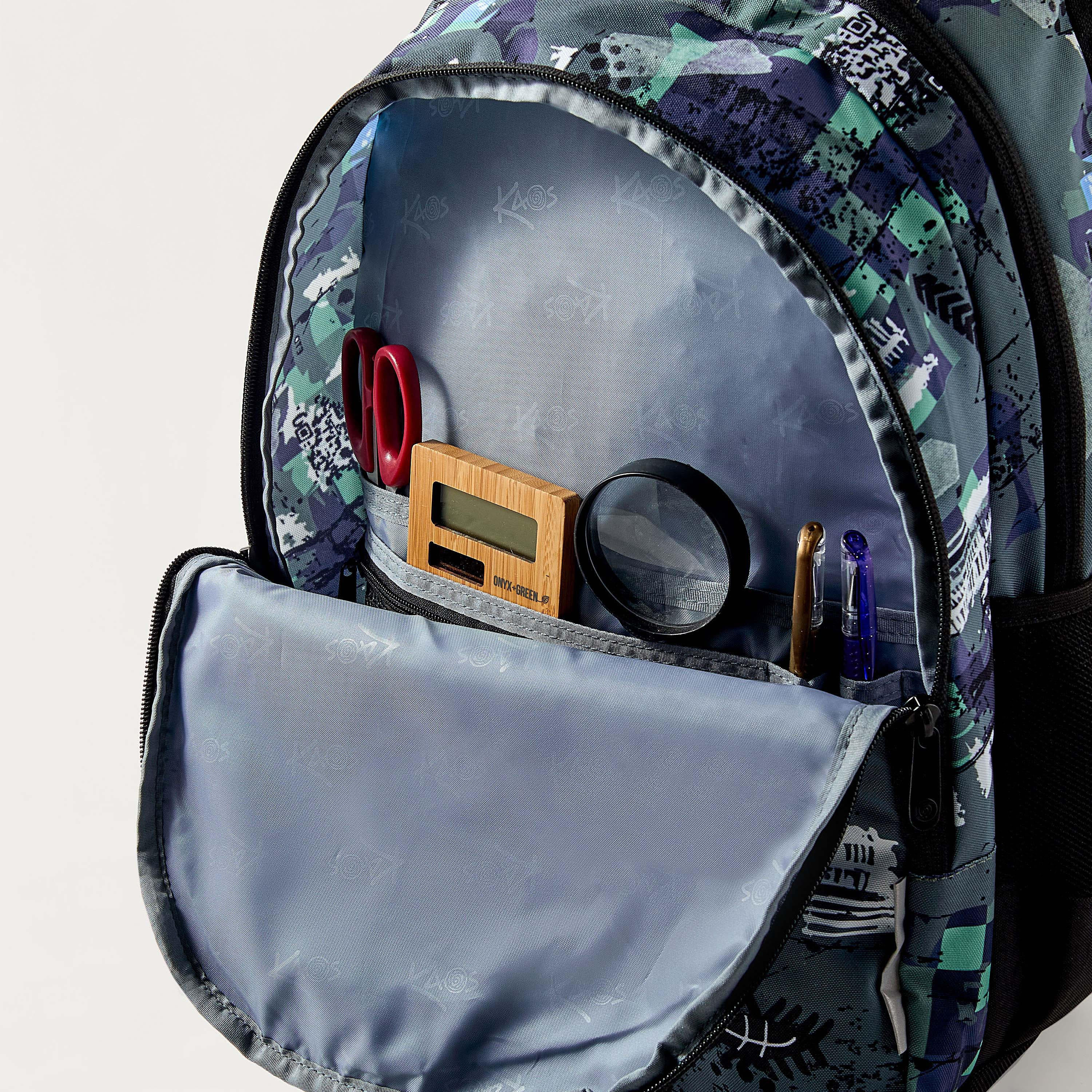 شنطة ظهر 18 بوصة بحمالات كتف قابلة للتعديل وطبعات تجريدية  من كاوس-school-bagsandbackpacks-backpacks-image-7