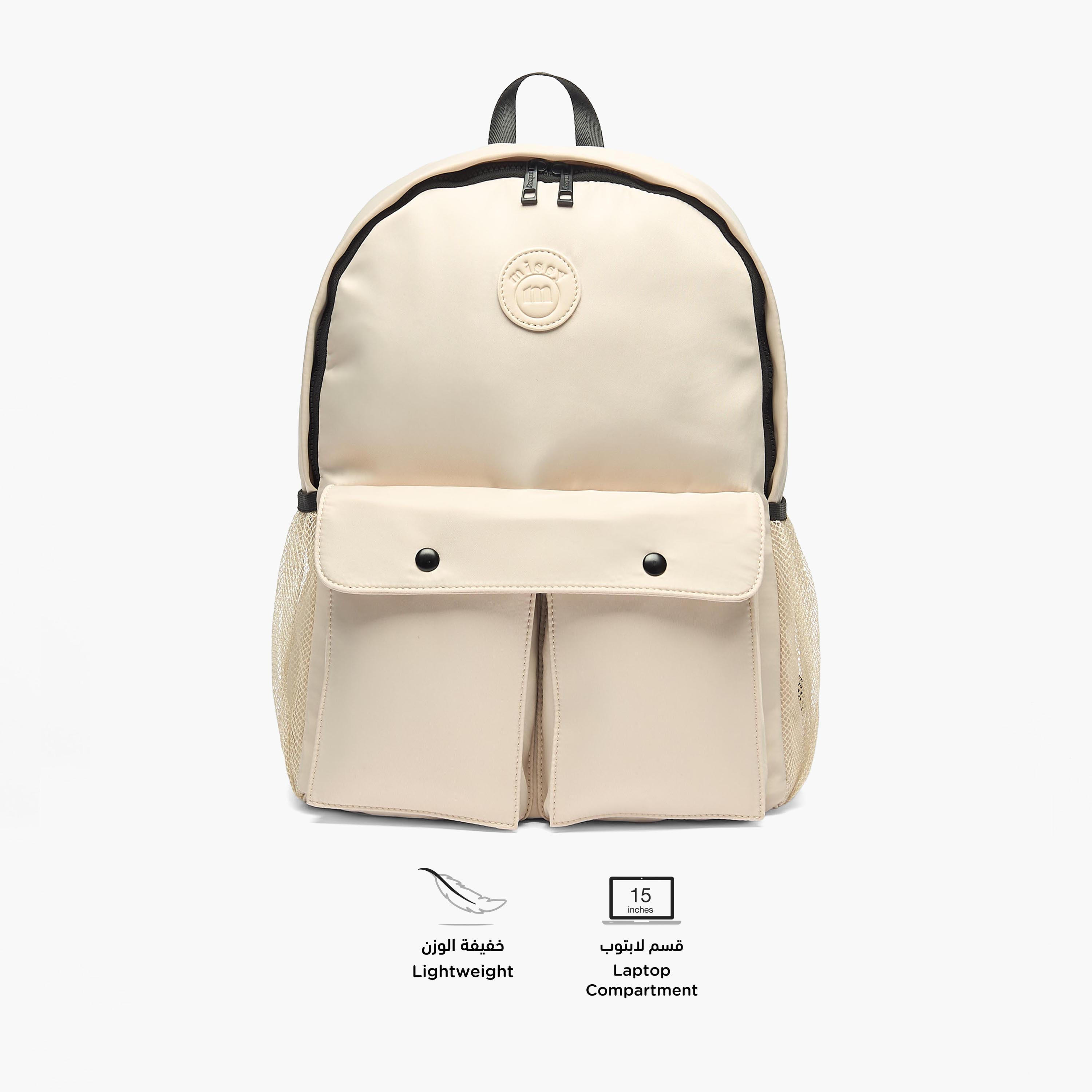 Missy Solid Backpack with Adjustable Straps and Zip Closure - 12x30x41 cm-men-bags-image-2